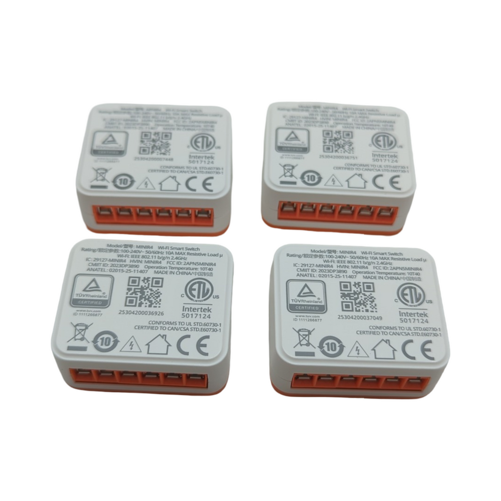 SONOFF MINIR4 WLAN Smart Schalter Set 2-Wege Relay Split Mode Timing-Funktion 2.4G WiFi Neutralleiter 4 Stück