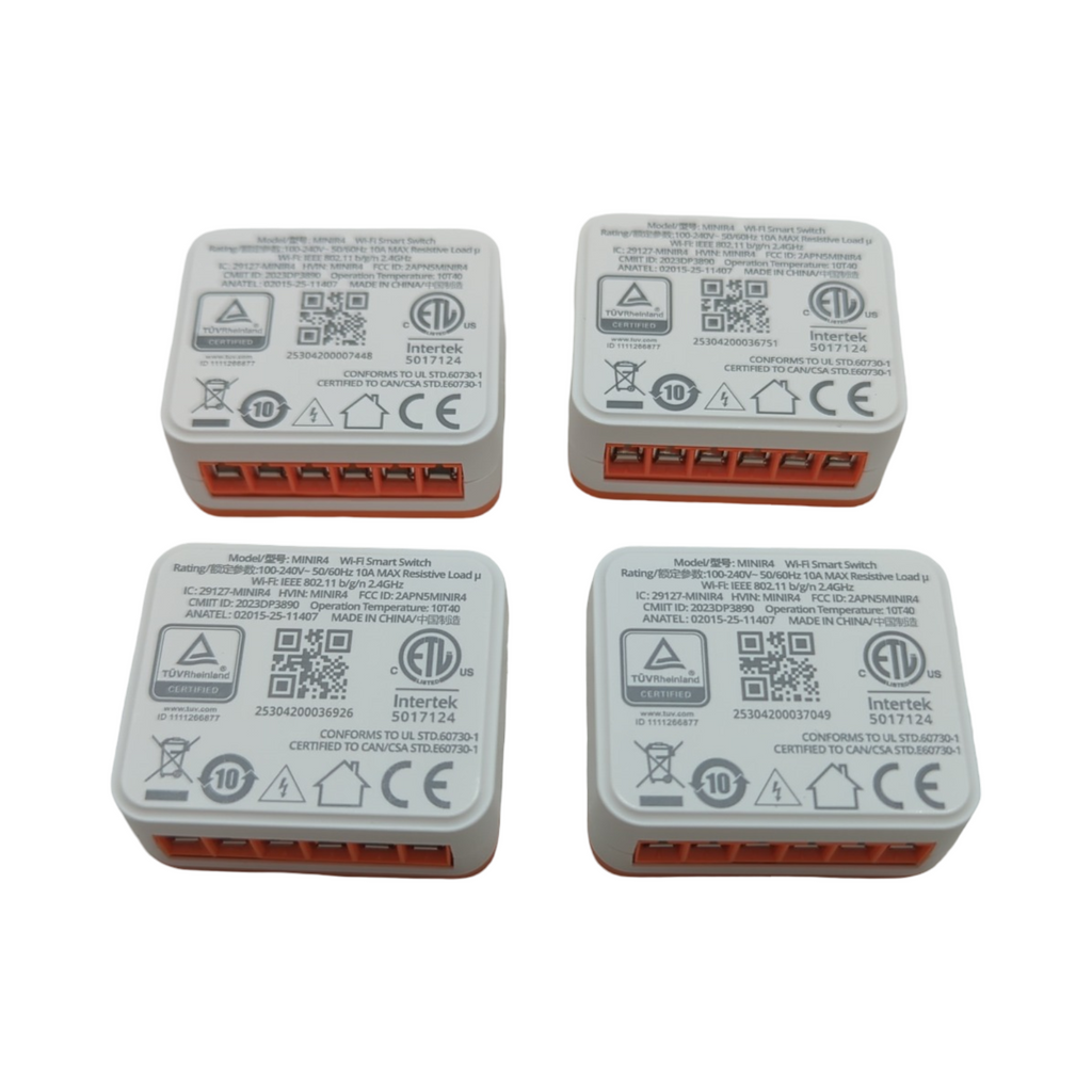 SONOFF MINIR4 WLAN Smart Schalter Set 2-Wege Relay Split Mode Timing-Funktion 2.4G WiFi Neutralleiter 4 Stück