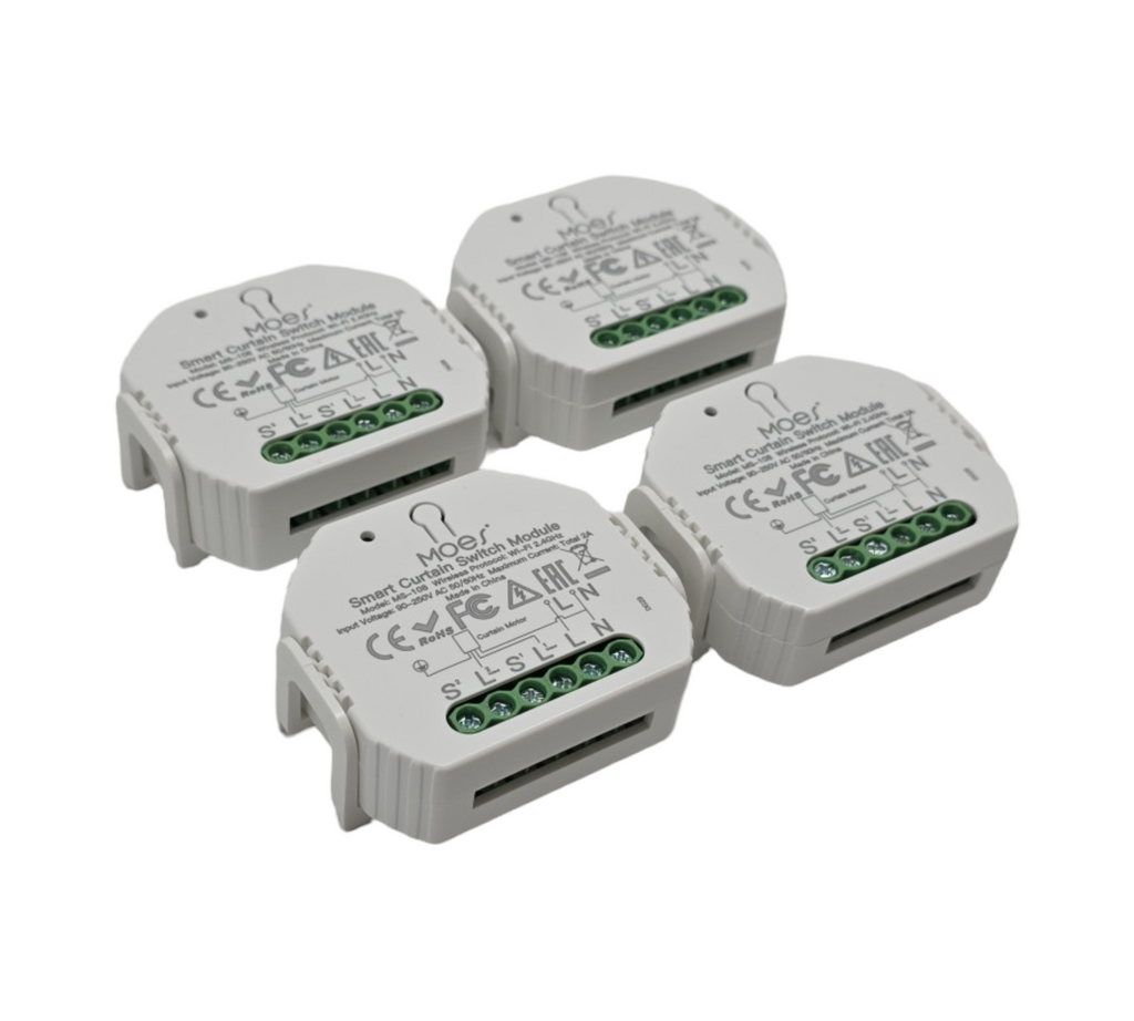 MOES Smart Rolladenschalter Modul 4er Pack WLAN Alexa kompatibel Zeitschaltuhr für Rollladenmotor