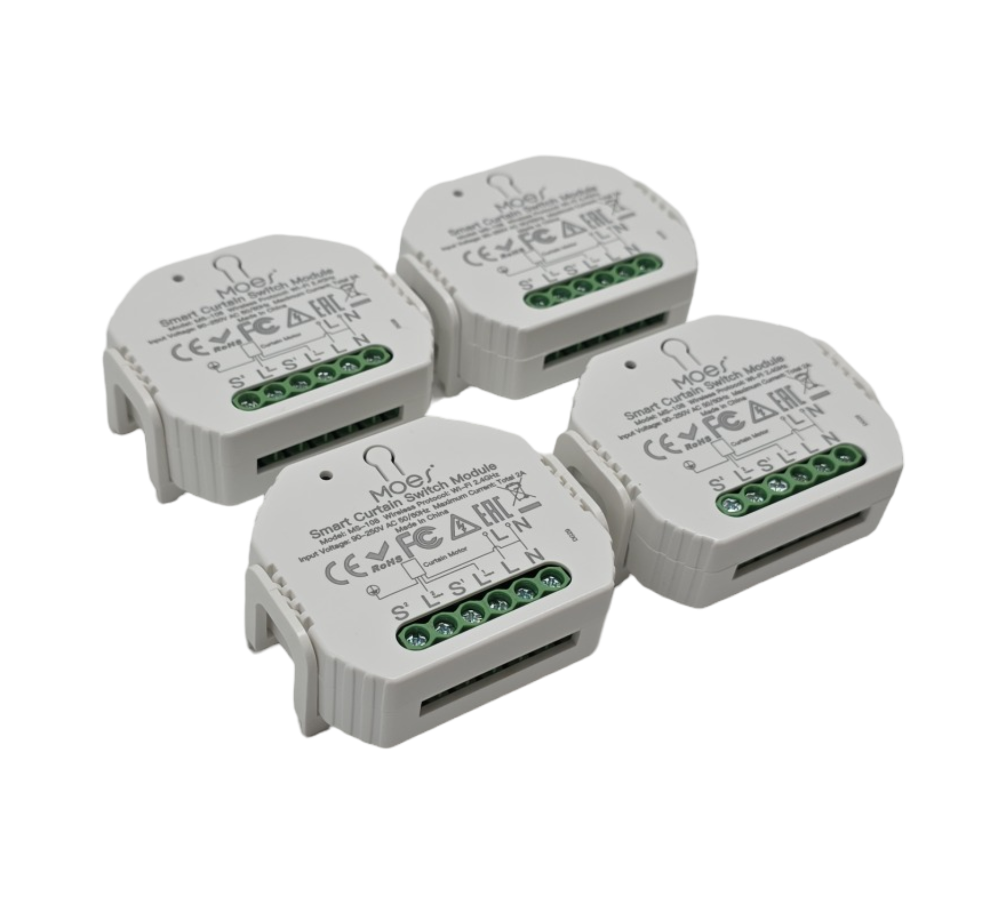 MOES Smart Rolladenschalter Modul 4er Pack WLAN Alexa kompatibel Zeitschaltuhr für Rollladenmotor