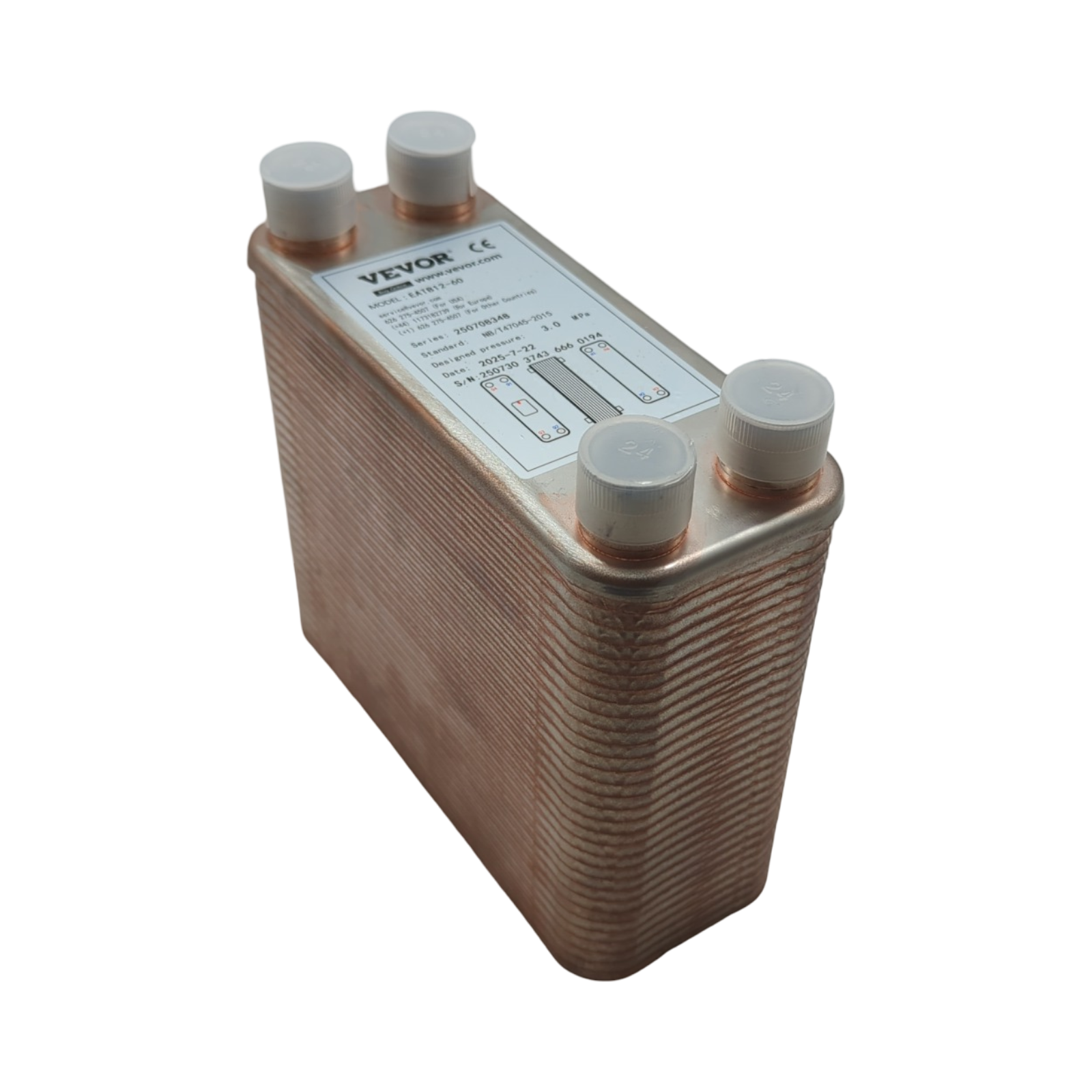 BestEquip Plattenwärmetauscher Edelstahl B12-60,Wärmetauscher 60, Plattenwärmetauscher 3,0 MPa, Wärmetauscher heizung, Silber
