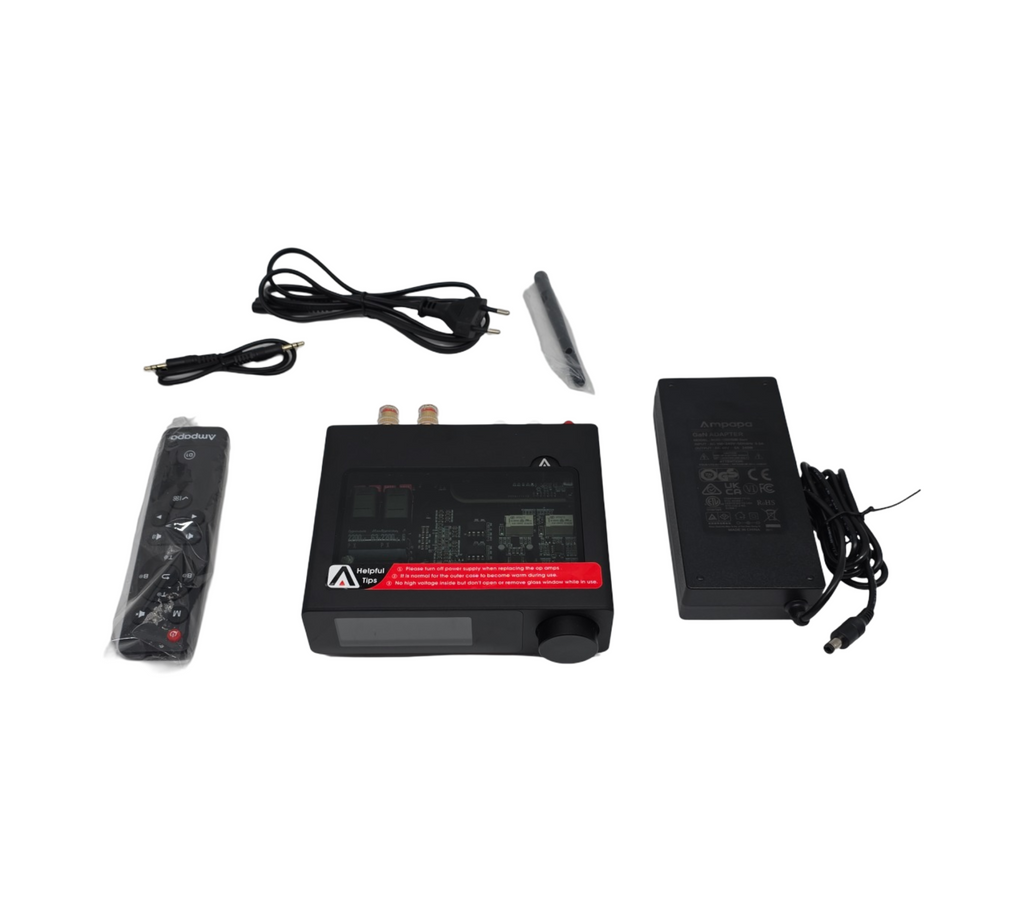 Ampapa Bluetooth Verstärker Stereo BT 5.2 HPF VU Meter Subausgang TRS Eingang Klangregelung
