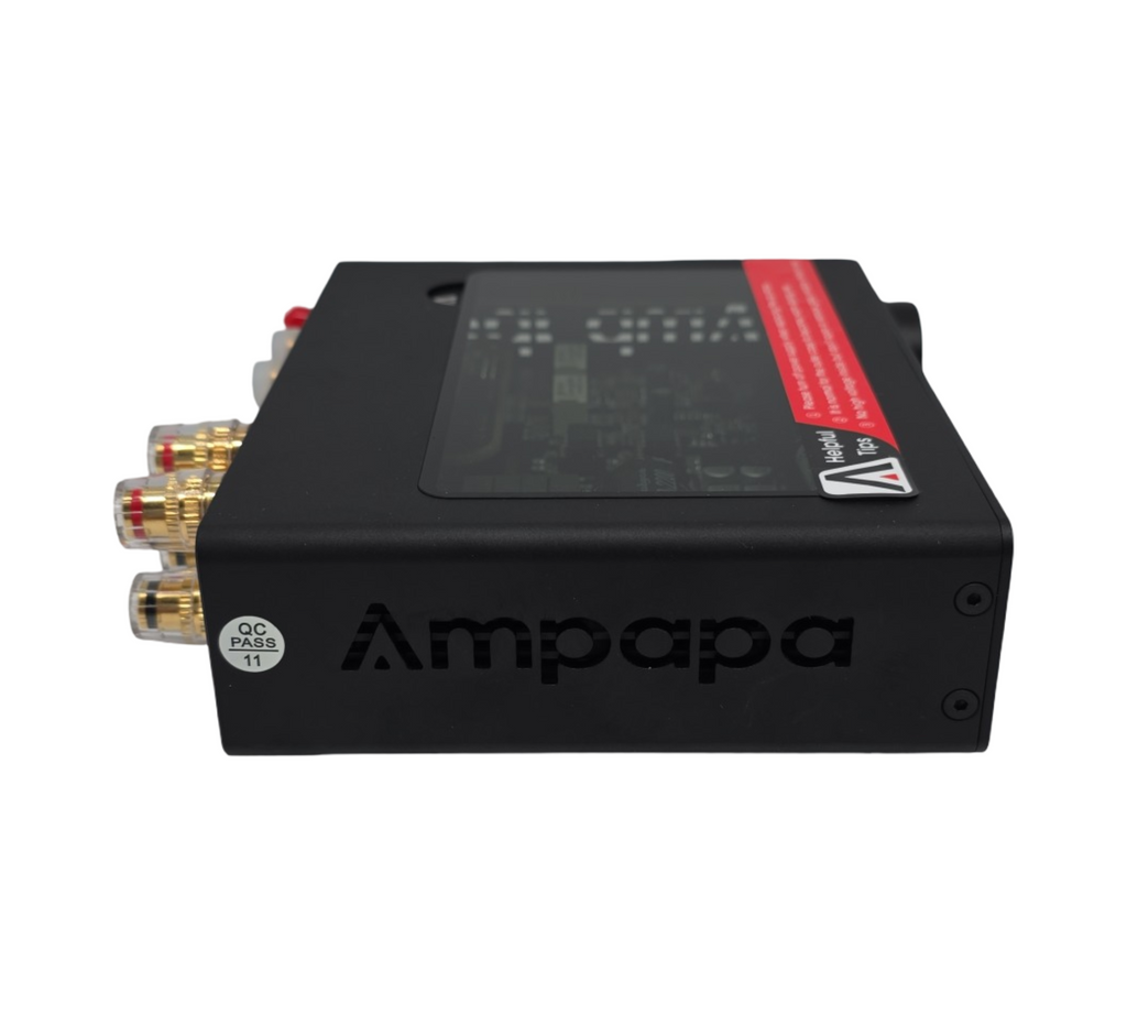 Ampapa Bluetooth Verstärker Stereo BT 5.2 HPF VU Meter Subausgang TRS Eingang Klangregelung