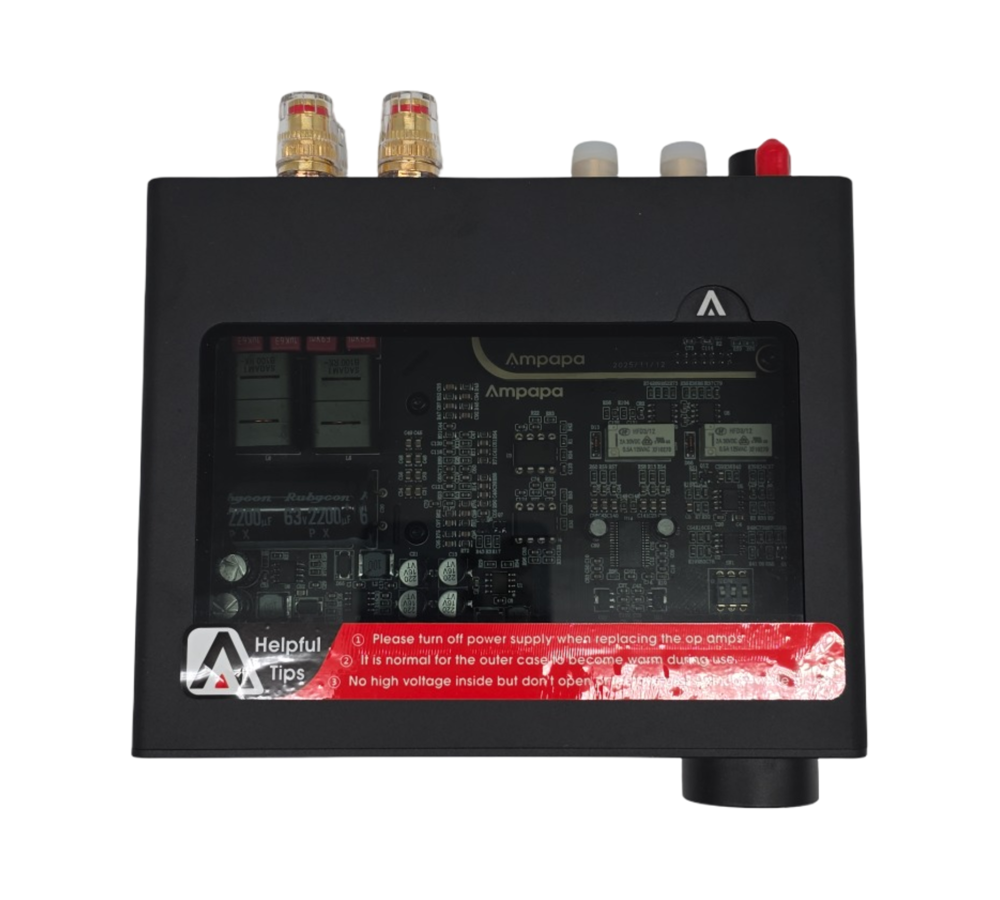 Ampapa Bluetooth Verstärker Stereo BT 5.2 HPF VU Meter Subausgang TRS Eingang Klangregelung