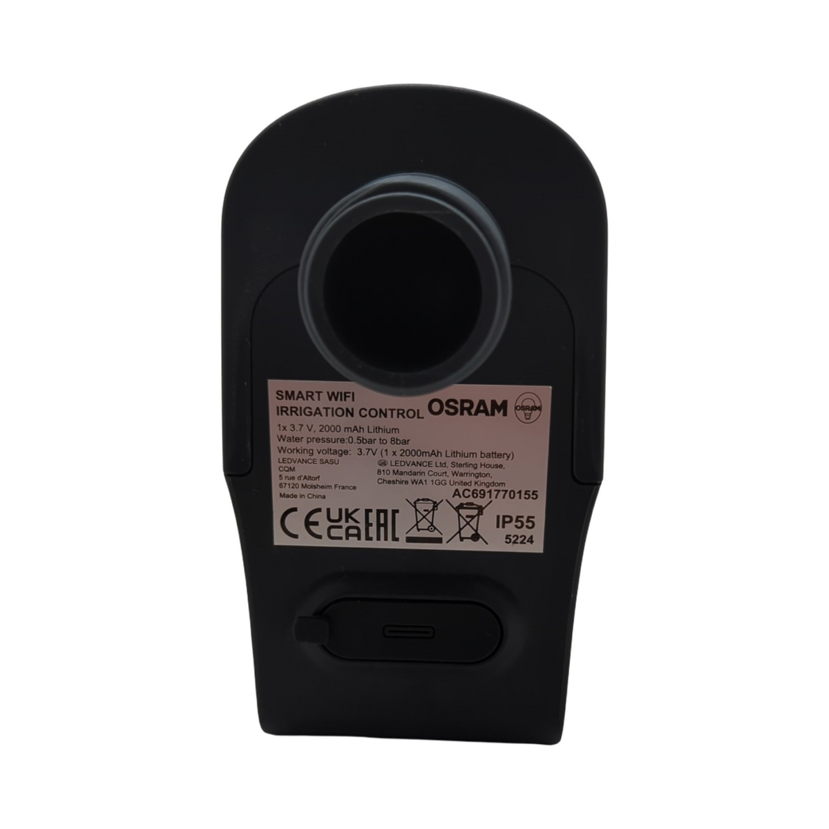 OSRAM SMART+ WiFi Bewässerungssteuerung IP55 Solar USB-C Wasserzähler App-Steuerung Alexa-kompatibel Grau