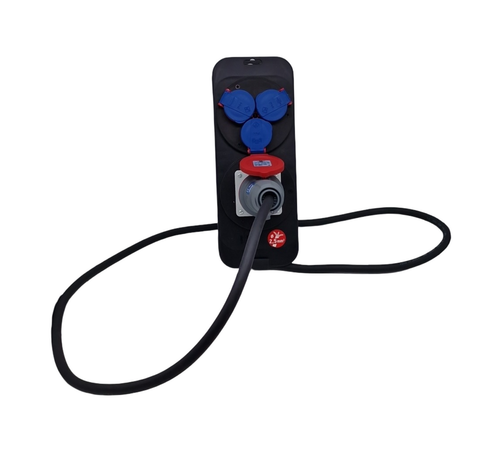 Stromstation Stromverteiler 16A mit 2m H07RN-F 5G2,5 Kabel IP44 für Baustellen und Außenbereich