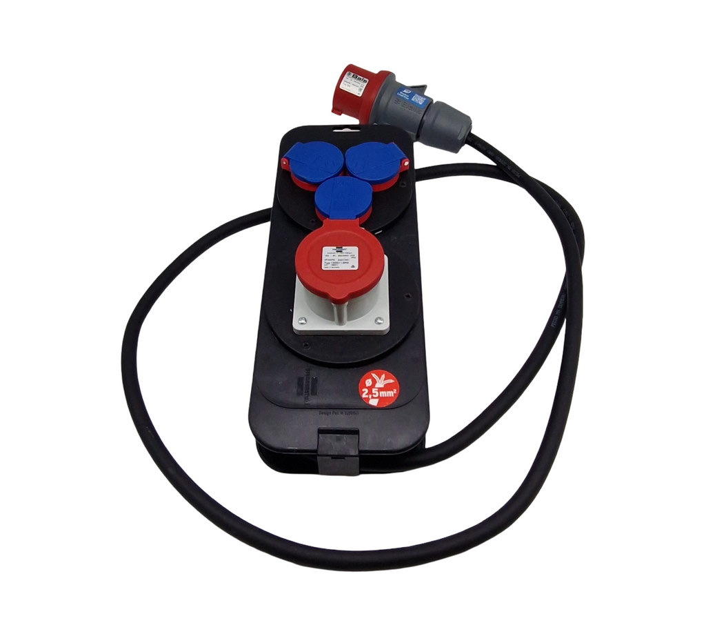 Stromstation Stromverteiler 16A mit 2m H07RN-F 5G2,5 Kabel IP44 für Baustellen und Außenbereich