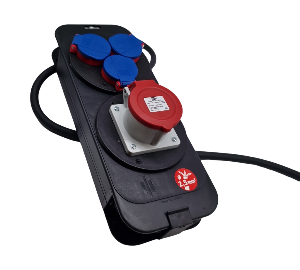 Stromstation Stromverteiler 16A mit 2m H07RN-F 5G2,5 Kabel IP44 für Baustellen und Außenbereich