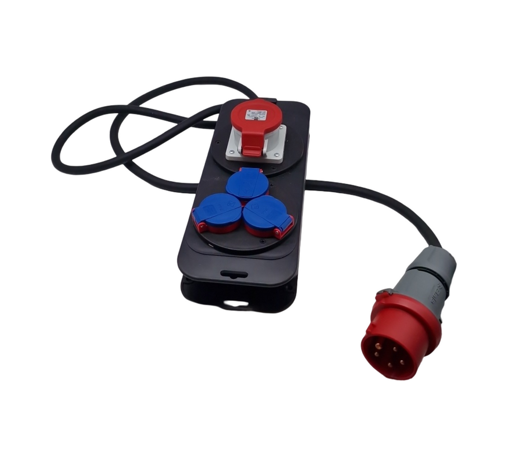 Stromstation Stromverteiler 16A mit 2m H07RN-F 5G2,5 Kabel IP44 für Baustellen und Außenbereich