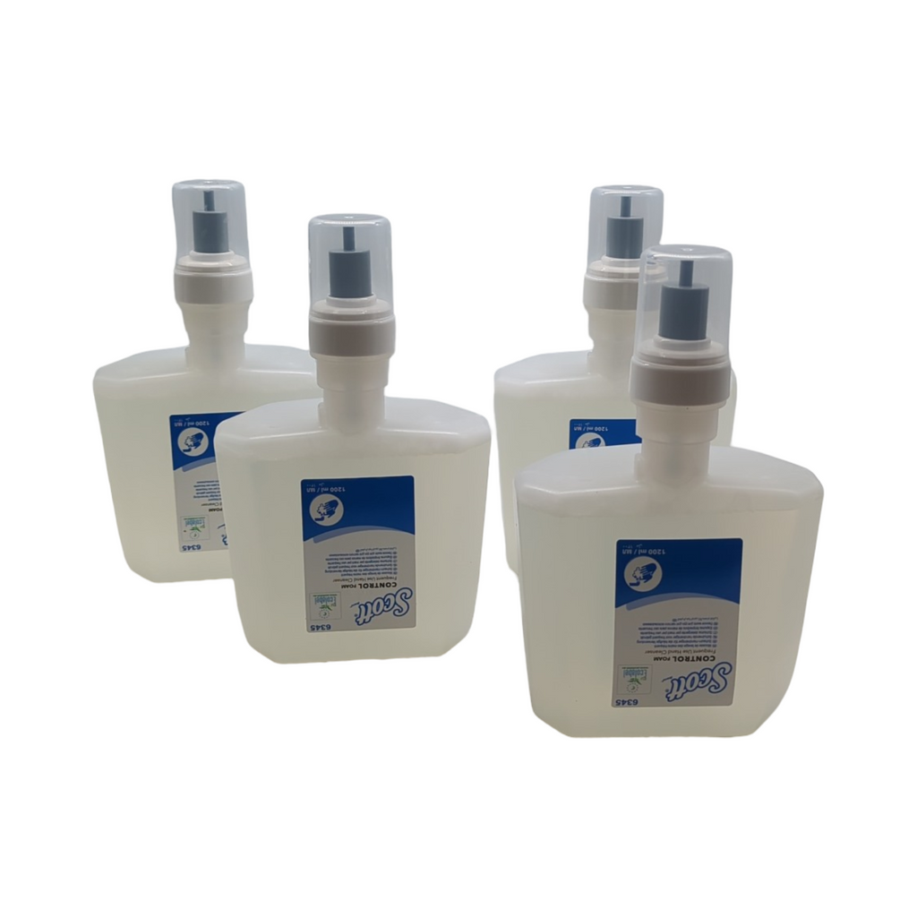 Scott Control 6345 Schaumhandseife farblos unparfümiert Nachfüllkartusche für häufige Verwendung 1,2L 4er-Set