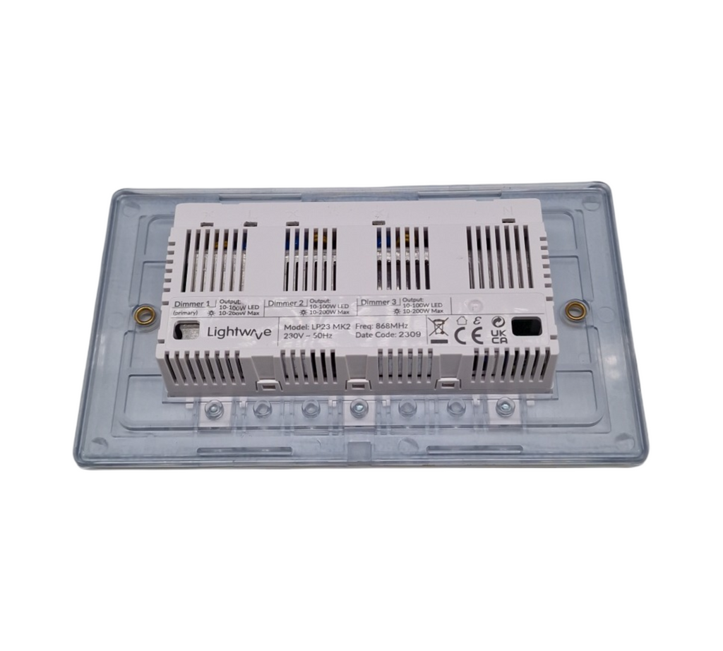 Lightwave LP23WHMK2 Smart Dimmer 3-fach Energieüberwachung Weiß Metall Alexa Google Assistant HomeKit iOS Android