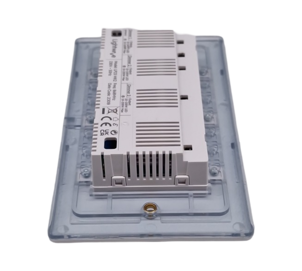 Lightwave LP23WHMK2 Smart Dimmer 3-fach Energieüberwachung Weiß Metall Alexa Google Assistant HomeKit iOS Android