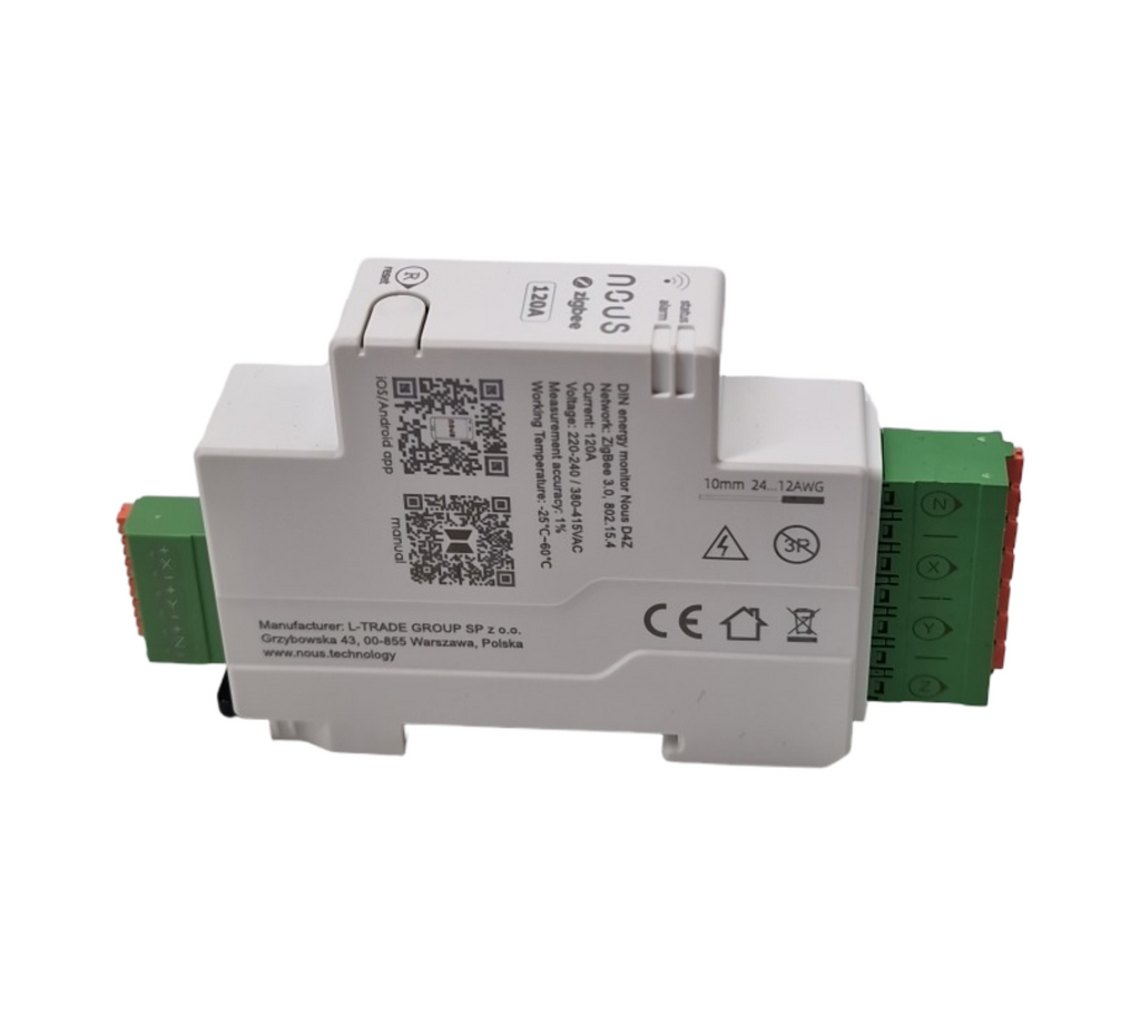 NOUS ZigBee Smart DIN Stromzähler 120A, Energieverbrauchsmonitor, Kompatibel mit Alexa & Google Home, DIN-Schienenmontage, Echtzeit-Überwachung