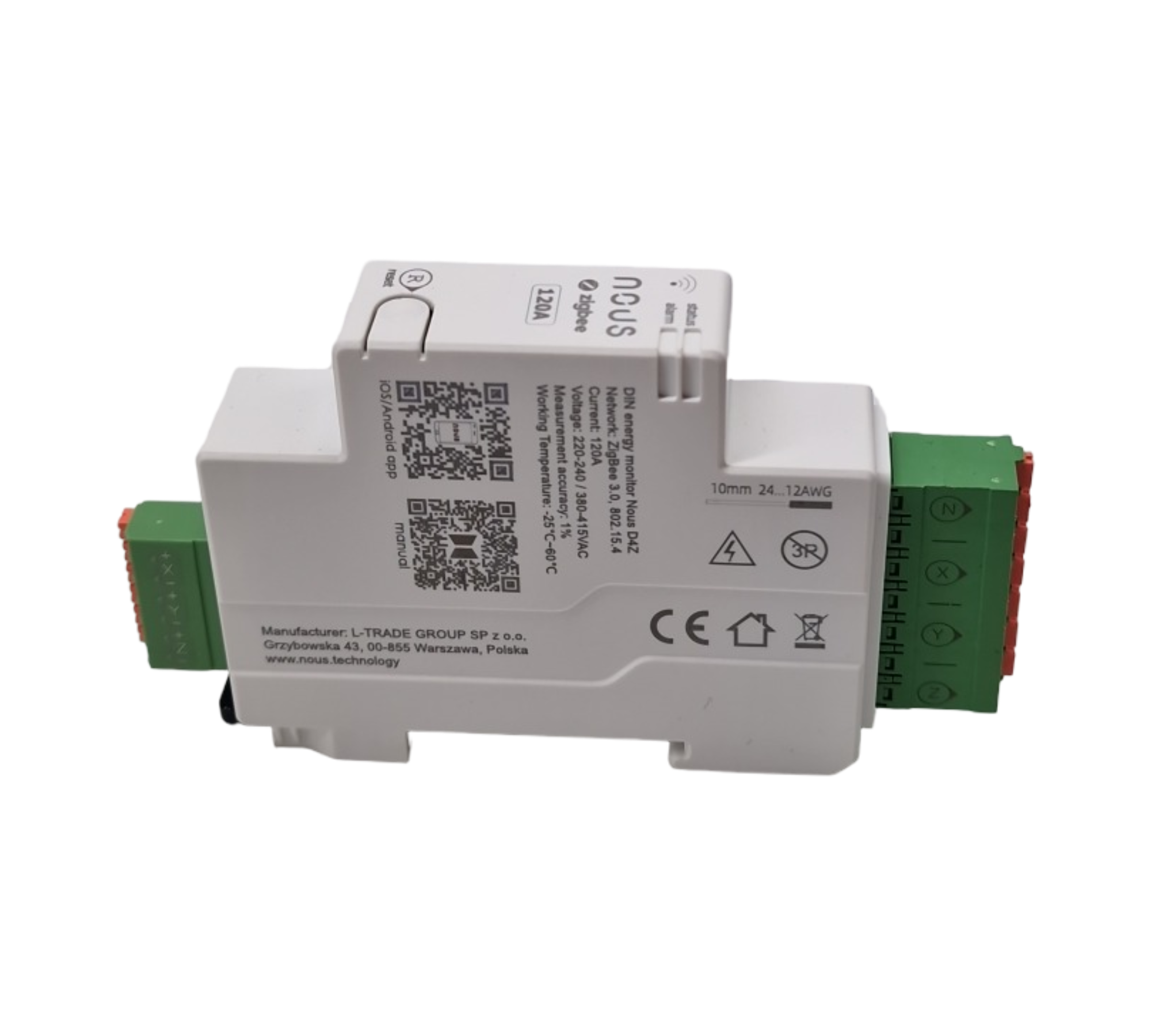 NOUS ZigBee Smart DIN Stromzähler 120A, Energieverbrauchsmonitor, Kompatibel mit Alexa & Google Home, DIN-Schienenmontage, Echtzeit-Überwachung