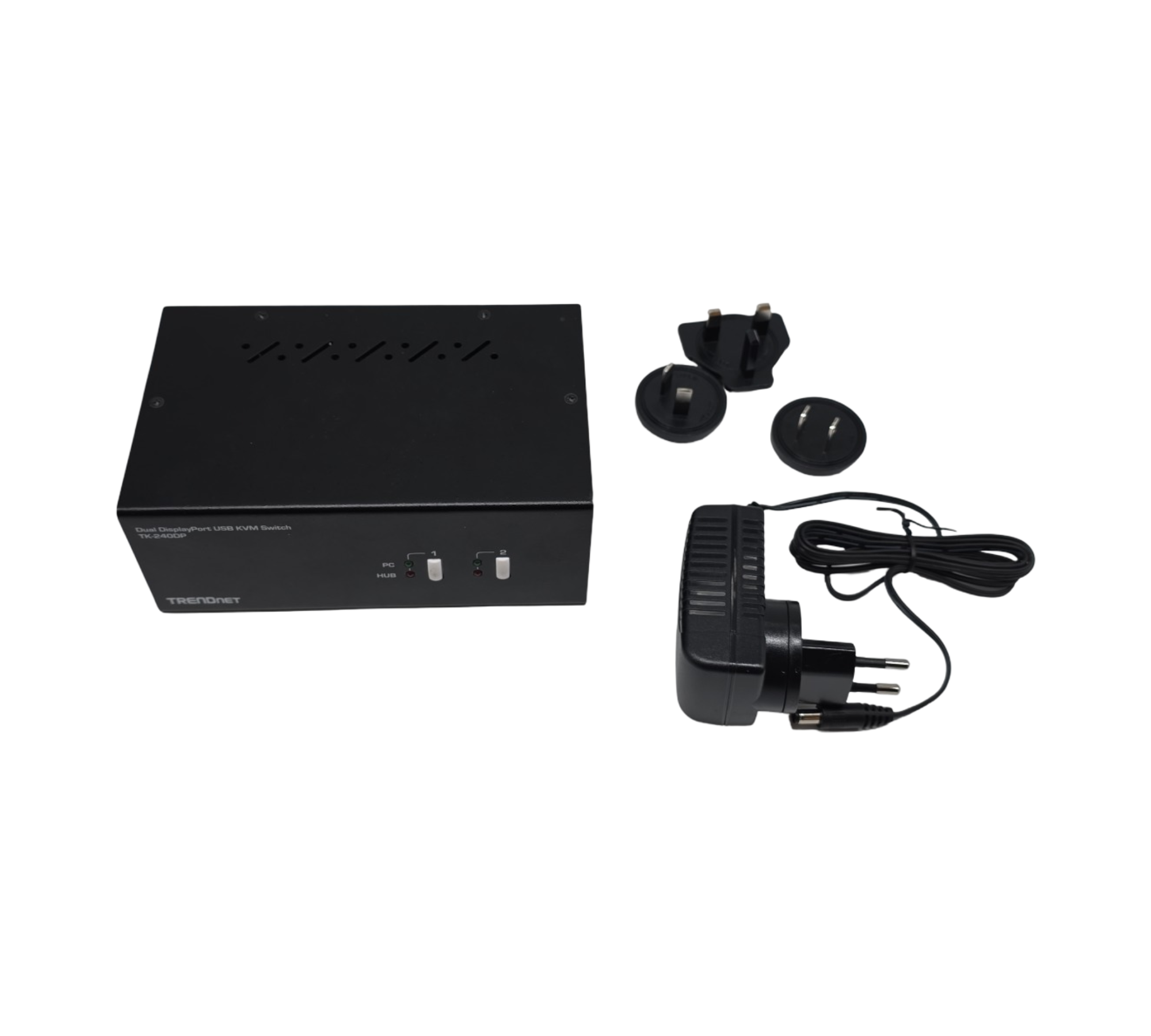 TRENDnet TK-240DP 2-Port Dual Monitor DisplayPort KVM Switch mit Audio USB 2.0 Hub schwarz