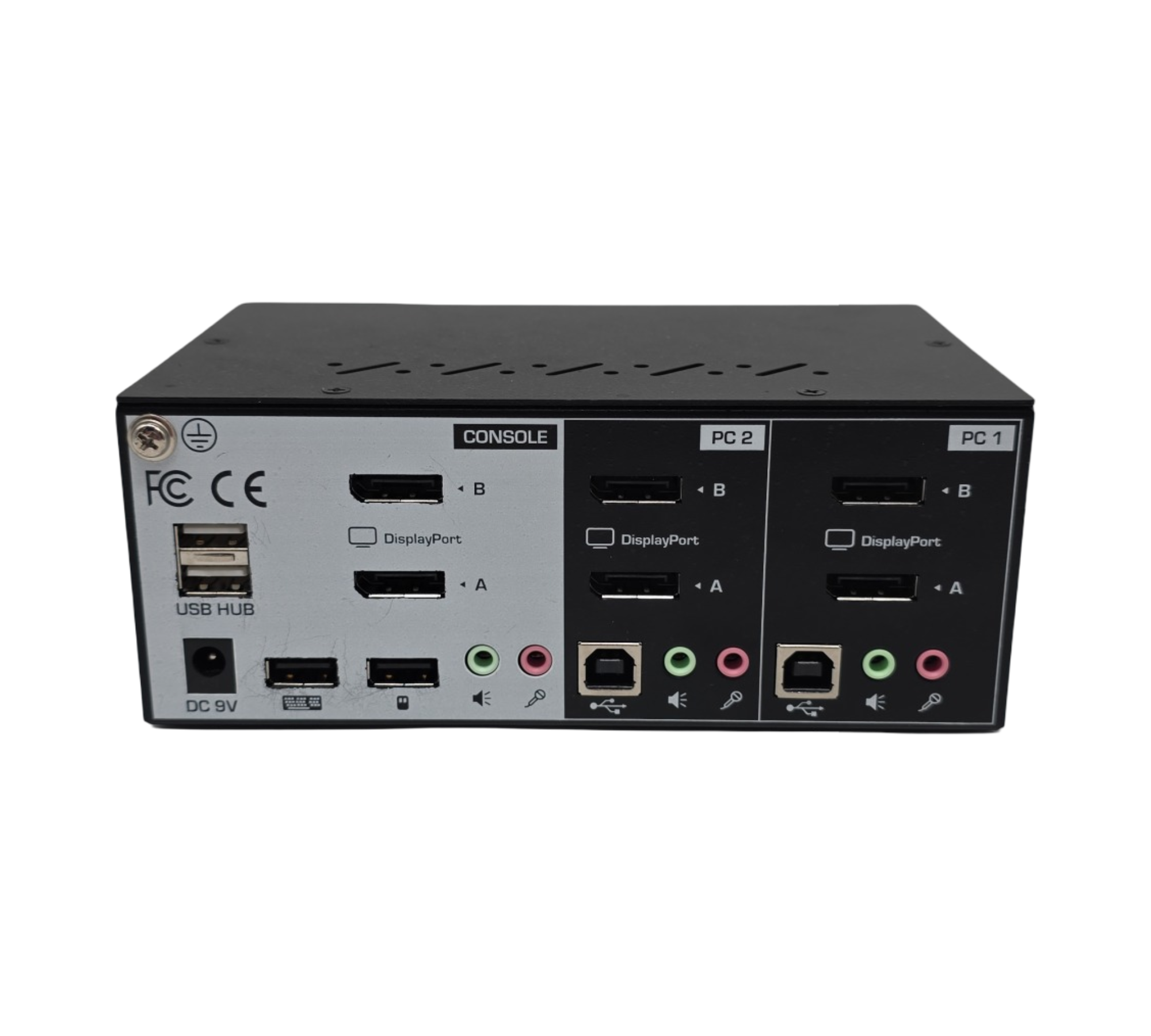 TRENDnet TK-240DP 2-Port Dual Monitor DisplayPort KVM Switch mit Audio USB 2.0 Hub schwarz