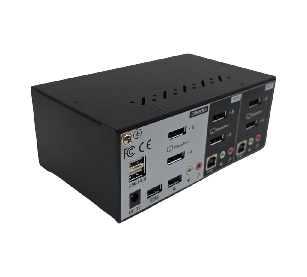 TRENDnet TK-240DP 2-Port Dual Monitor DisplayPort KVM Switch mit Audio USB 2.0 Hub schwarz