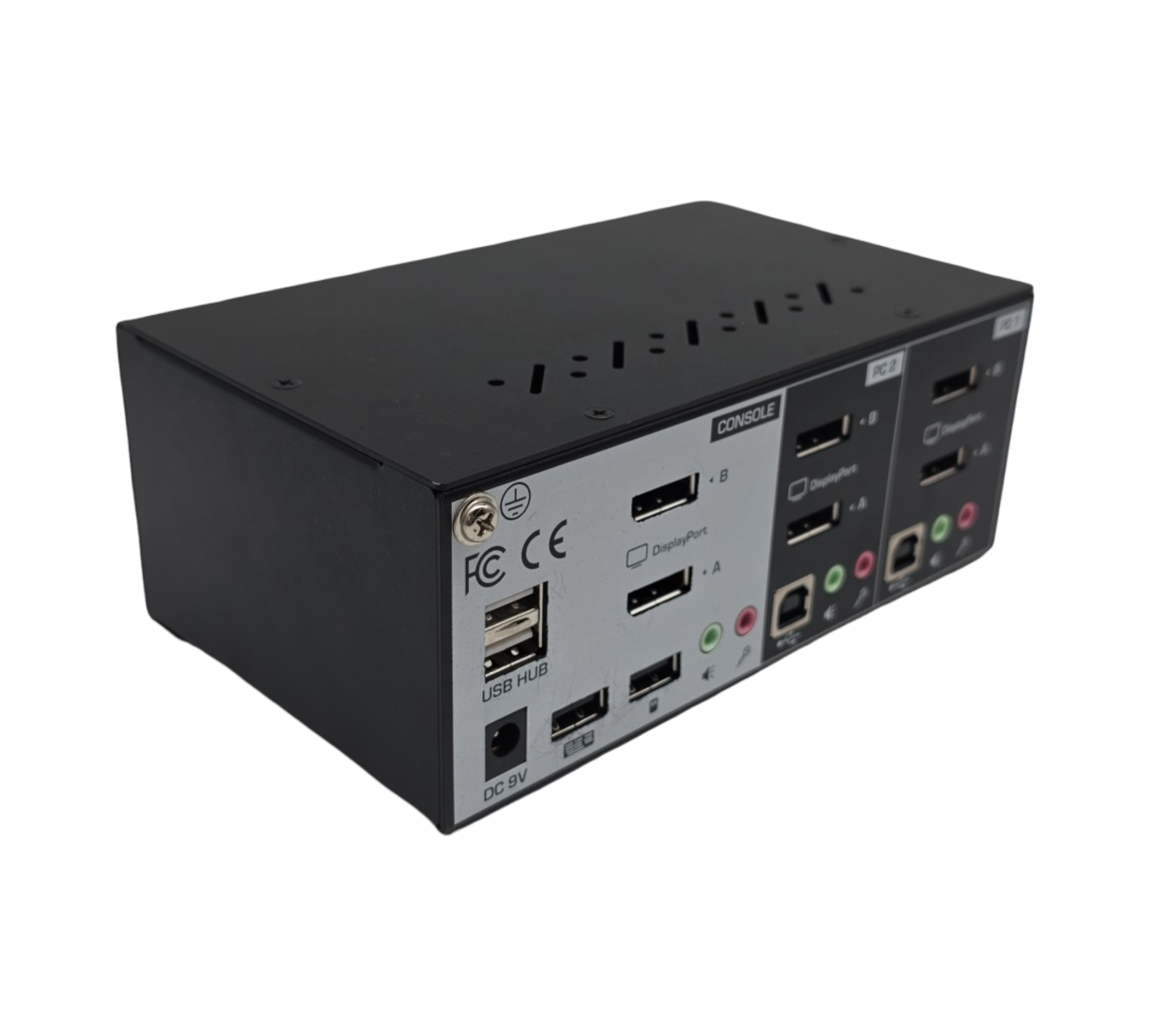 TRENDnet TK-240DP 2-Port Dual Monitor DisplayPort KVM Switch mit Audio USB 2.0 Hub schwarz