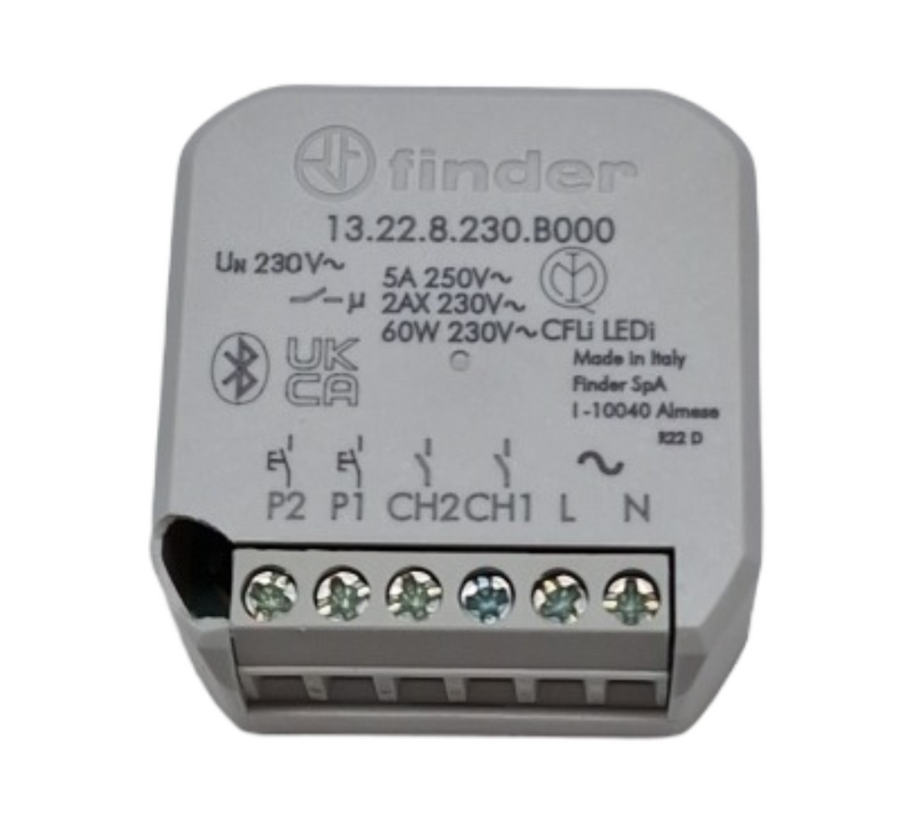 Multifunktionales Bluetooth-Relais Finder YESLY, Typ 13228230B000, 2 Kontakte.