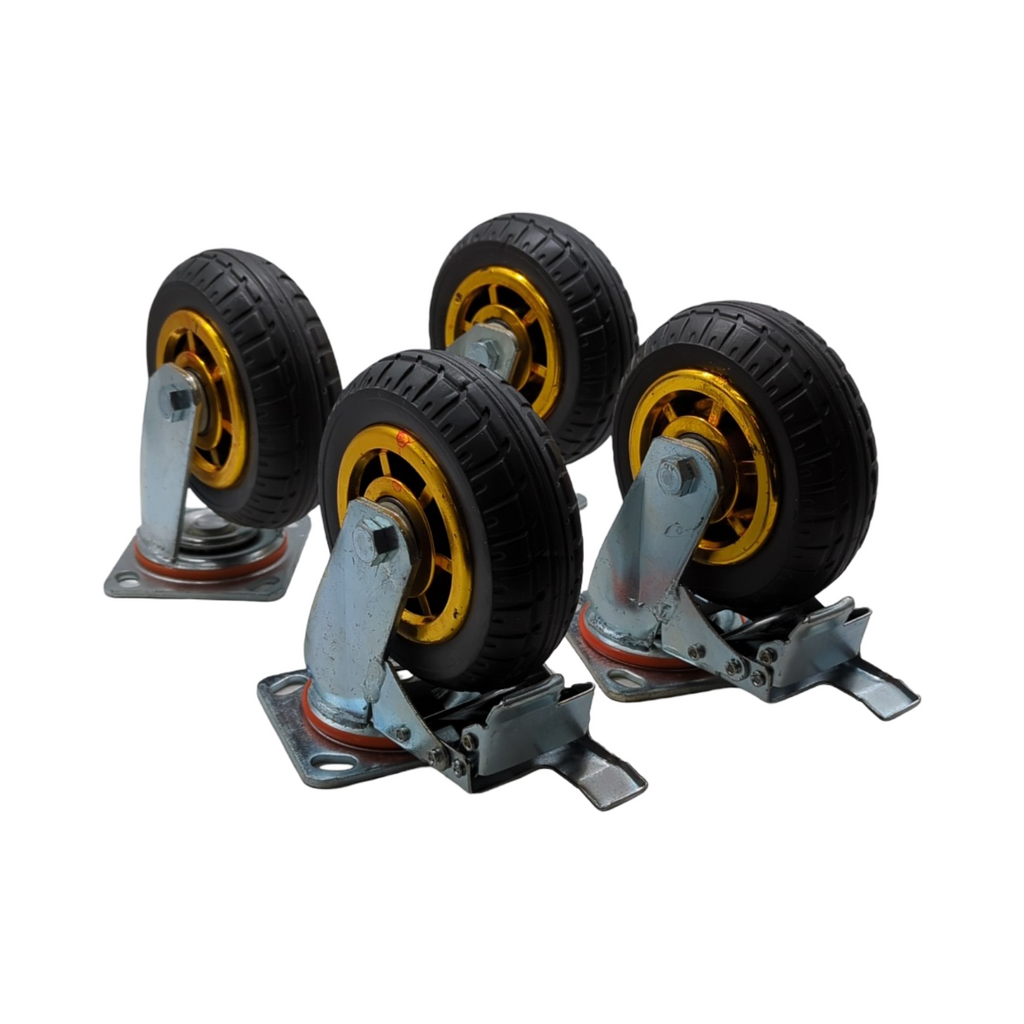 QWORK 4 Stück 150mm Schwerlastrollen Stoßdämpfung Möbeltransporte Industrietransporte bis 250kg