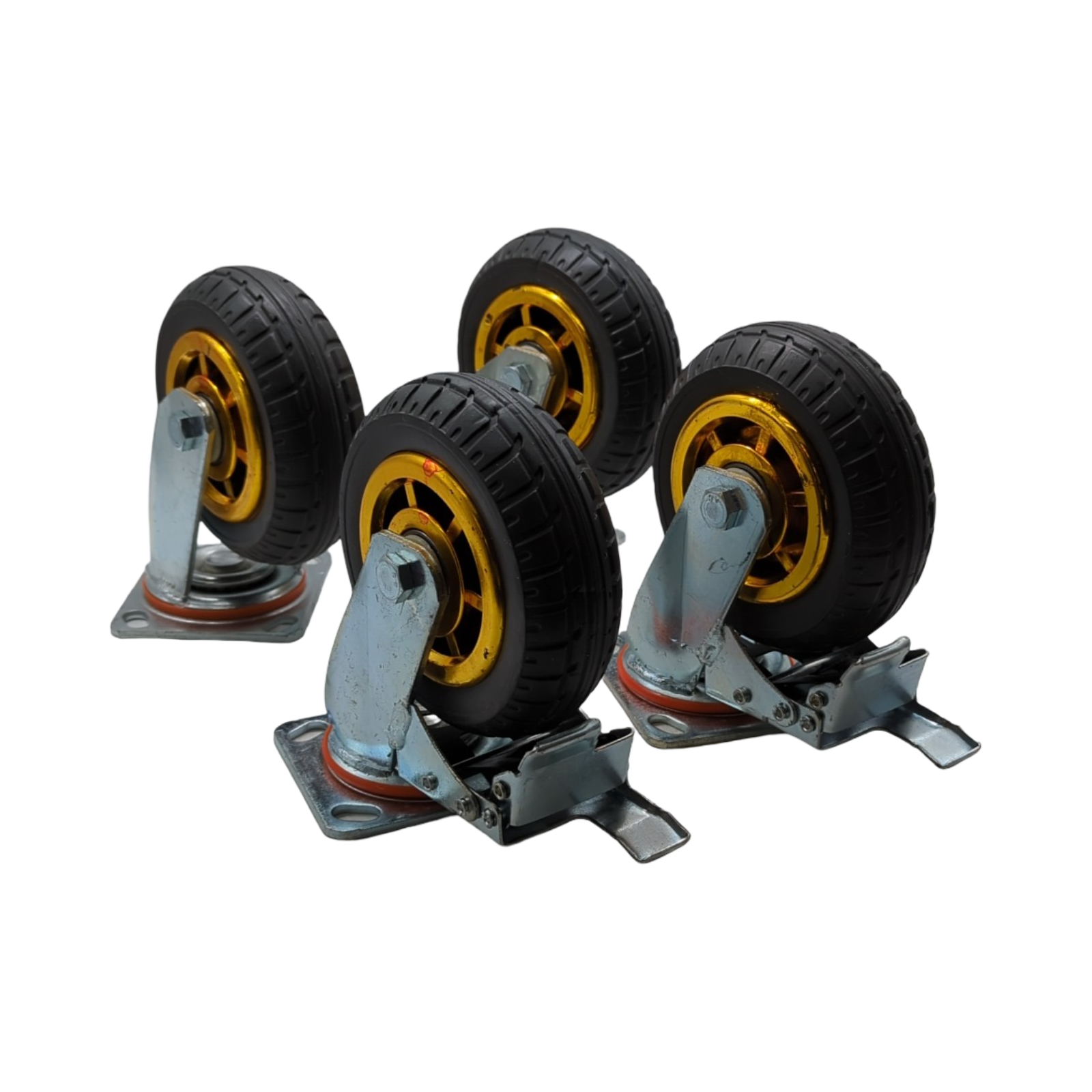 QWORK 4 Stück 150mm Schwerlastrollen Stoßdämpfung Möbeltransporte Industrietransporte bis 250kg