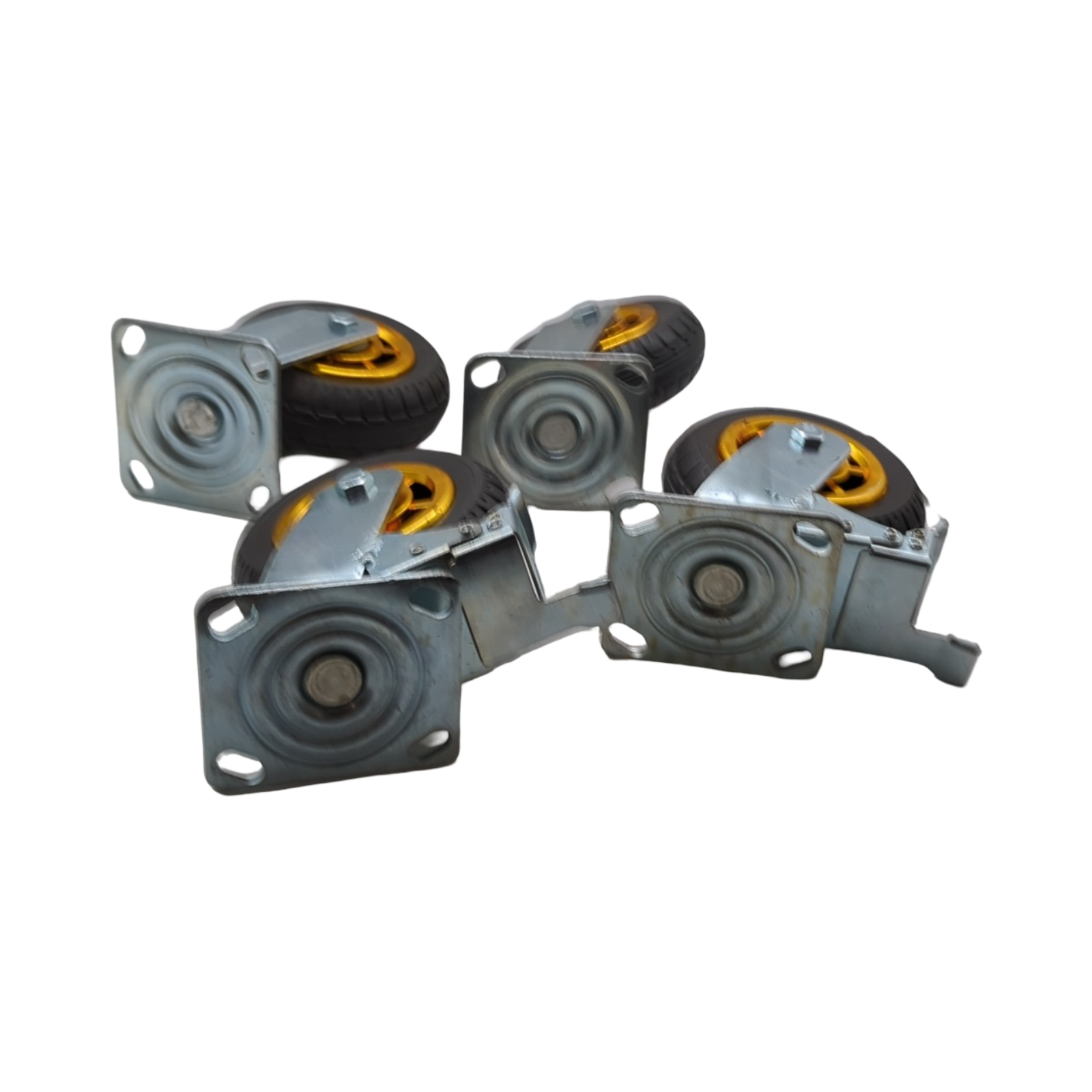 QWORK 4 Stück 150mm Schwerlastrollen Stoßdämpfung Möbeltransporte Industrietransporte bis 250kg