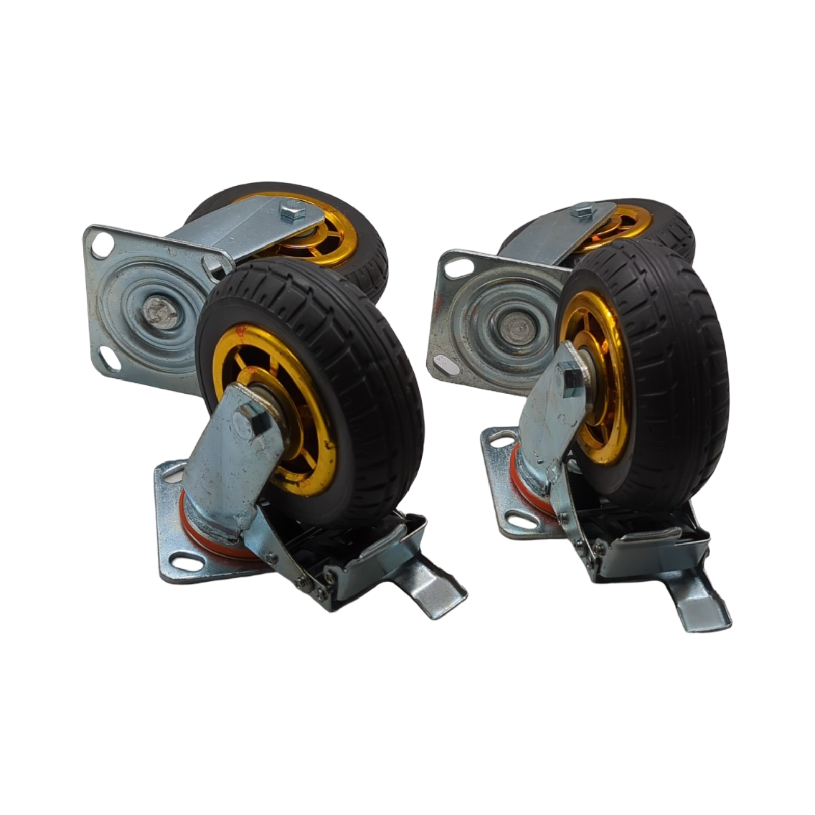 QWORK 4 Stück 150mm Schwerlastrollen Stoßdämpfung Möbeltransporte Industrietransporte bis 250kg