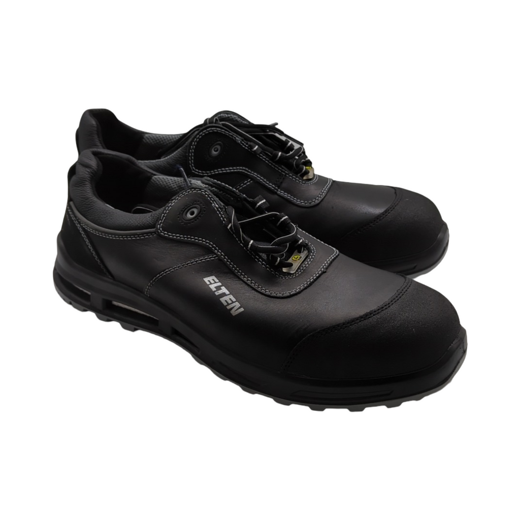 ELTEN Reaction XXT Sicherheitsschuhe Low S3S Damen Herren Leder Kunststoffkappe leicht robust Schwarz Grau Größe 48