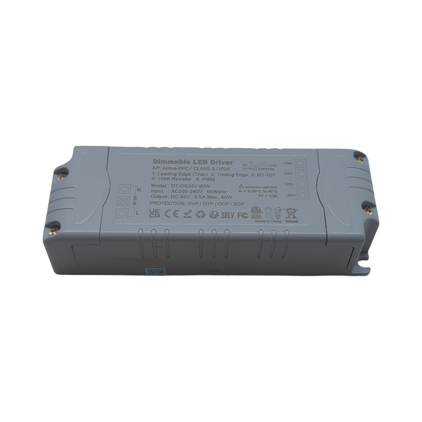 REYLAX Trasformatore LED 24V 60W 2.5A Dimmerabile Triac & 0/1-10V, Alimentatore 24 Volt di Tensione Costante Driver LED AC 220V to DC Trasformatori...