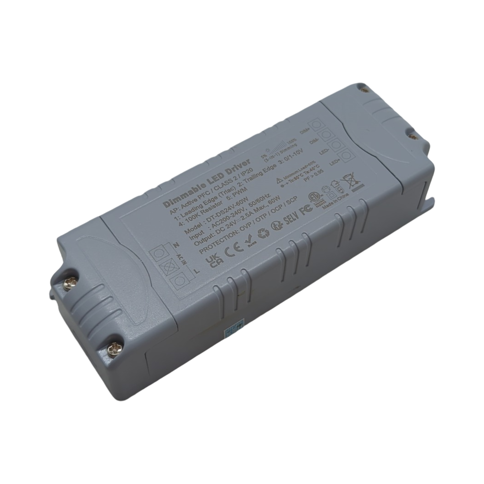 REYLAX Trasformatore LED 24V 60W 2.5A Dimmerabile Triac & 0/1-10V, Alimentatore 24 Volt di Tensione Costante Driver LED AC 220V to DC Trasformatori...
