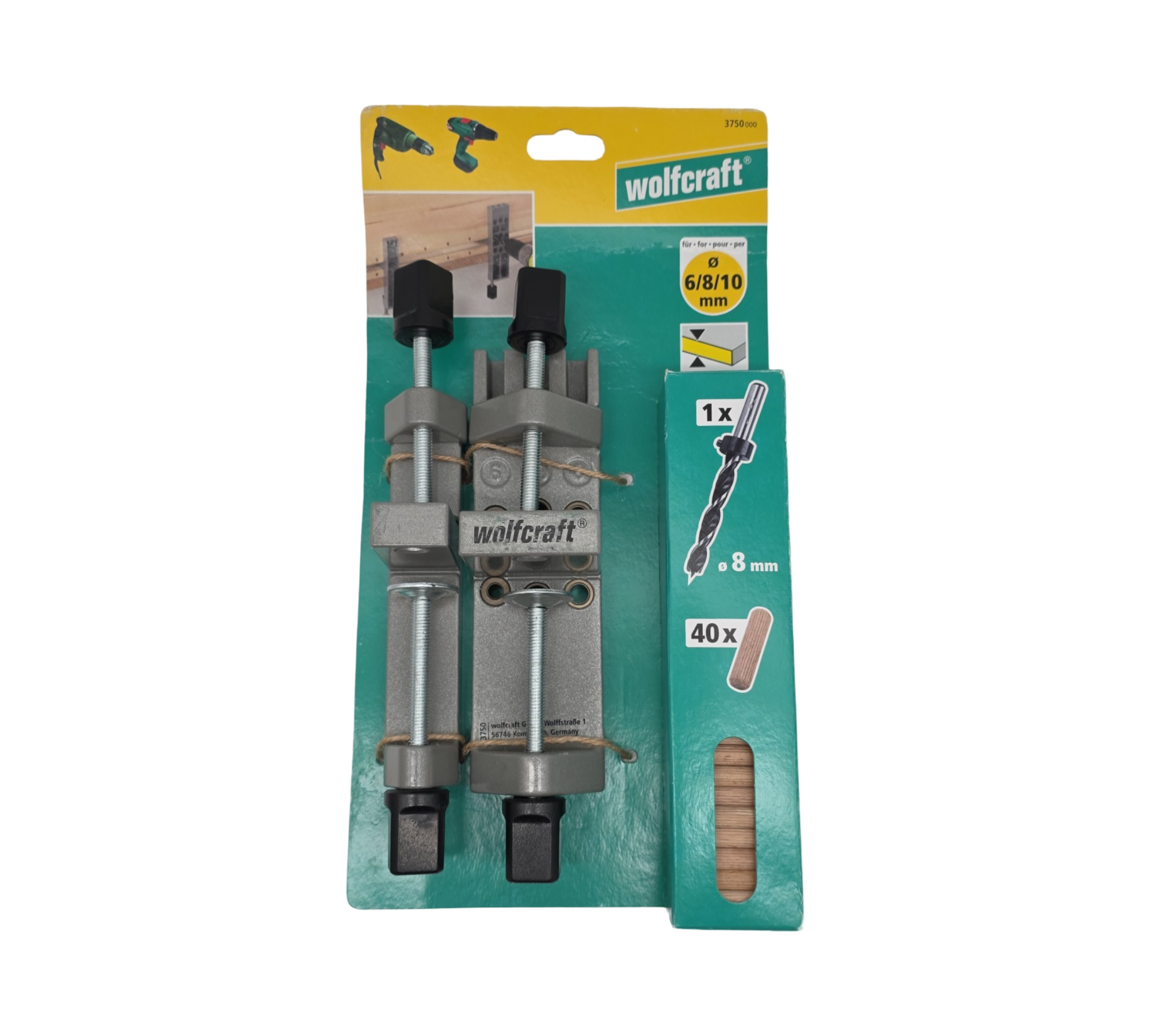 wolfcraft Universal-Dübelset, 43-teilig I 3750000 I Zum Bohren von Dübellöchern ohne Messen und Anzeichnen