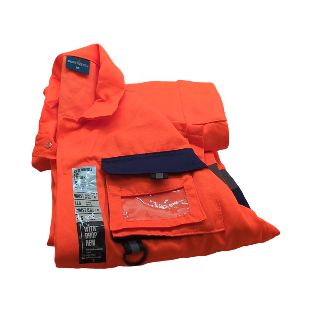 Portwest TX55 Overall Herren Hi-Vis Reflektierend Sicherheitsklasse 3 Orange/Navy Größe M