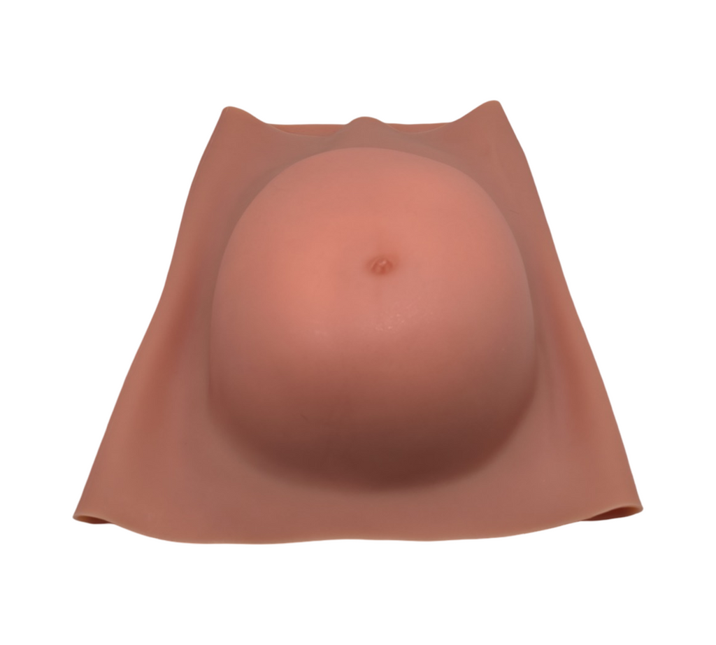 EQAIWUJIE Silikon Schwangerschaftsbauch künstlich braun rötlich 6 Monate 1,8kg Cosplay Film Fotografie
