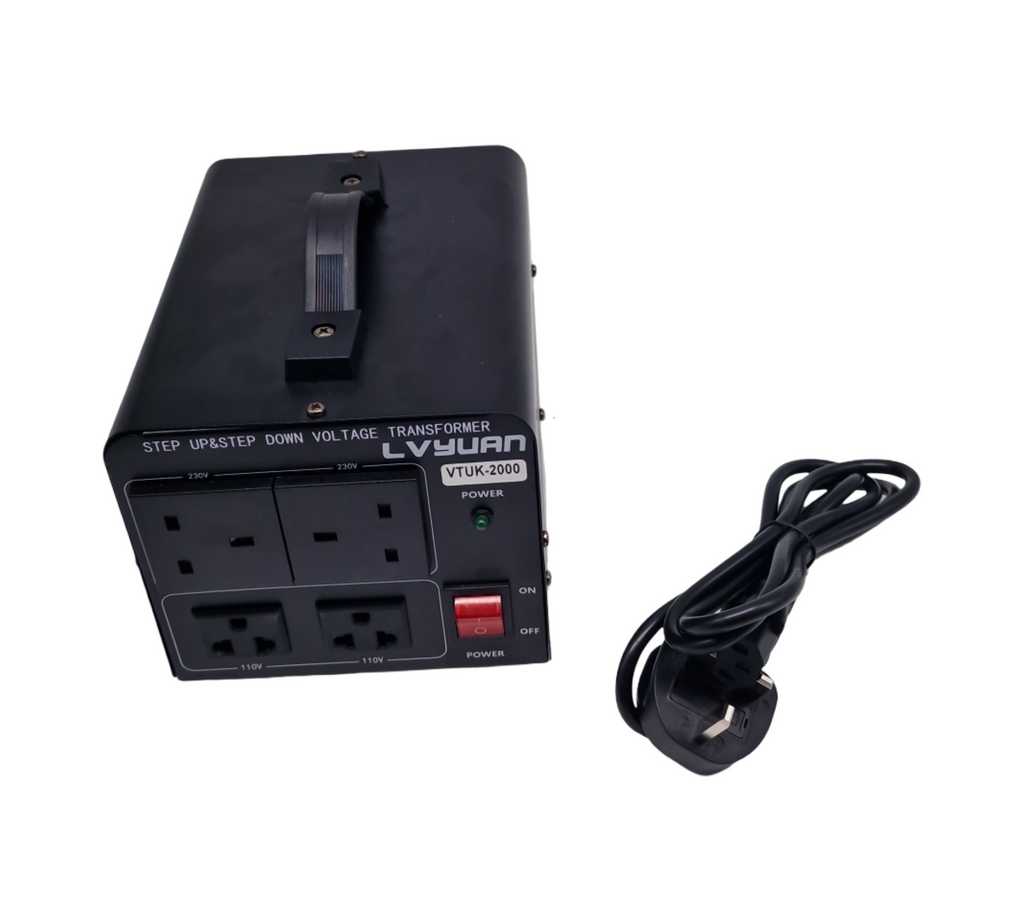 Cantonape Voltage Converter 2000W Step Up Step Down Spannungswandler mit 2 US & 2 UK Steckdosen für 220V-110V & 110V-220V