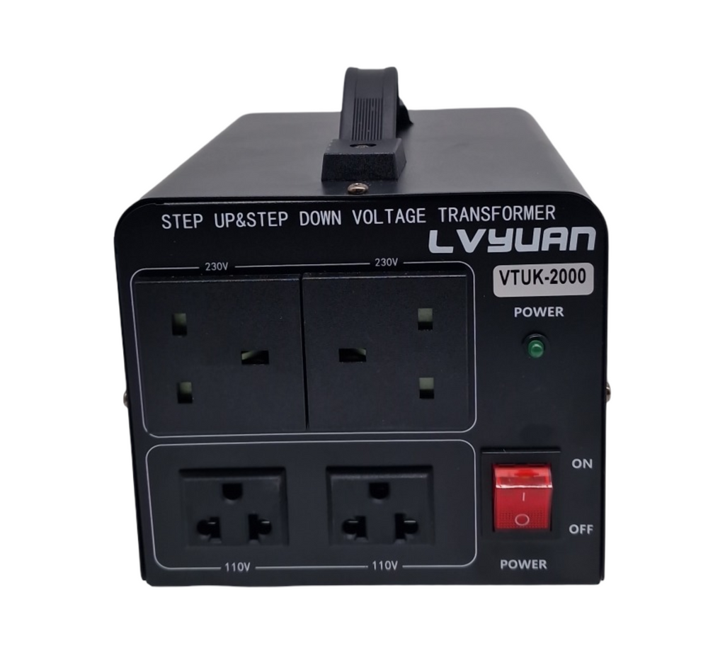 Cantonape Voltage Converter 2000W Step Up Step Down Spannungswandler mit 2 US & 2 UK Steckdosen für 220V-110V & 110V-220V