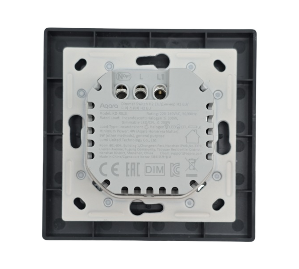 Aqara Dimmschalter H2 EU 2-in-1 Neutral 1 Fach 1 Weg Thread Zigbee für dimmbare LED CFL Glühlampen Halogenlampen bis 200W