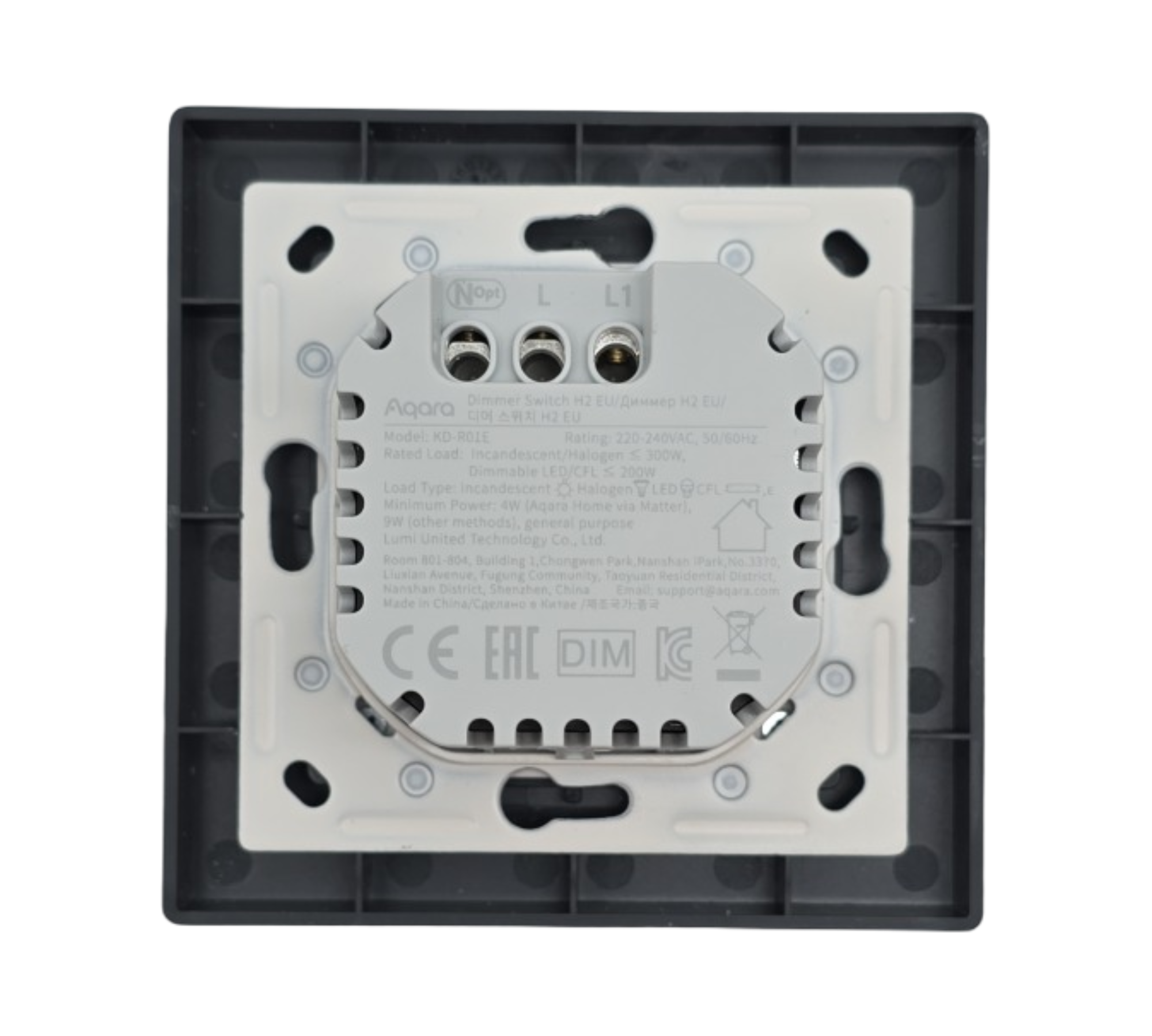 Aqara Dimmschalter H2 EU 2-in-1 Neutral 1 Fach 1 Weg Thread Zigbee für dimmbare LED CFL Glühlampen Halogenlampen bis 200W