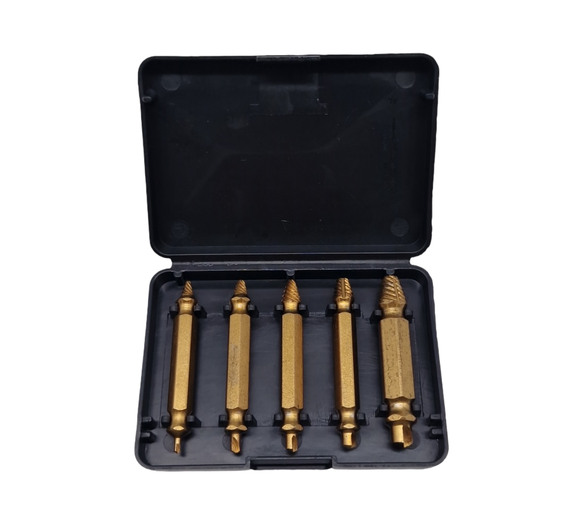 HSS 4341 Schraubenausdreher Set 5-teilig mit Sechskantschaft Titannitrid-beschichtet gold M3-M18