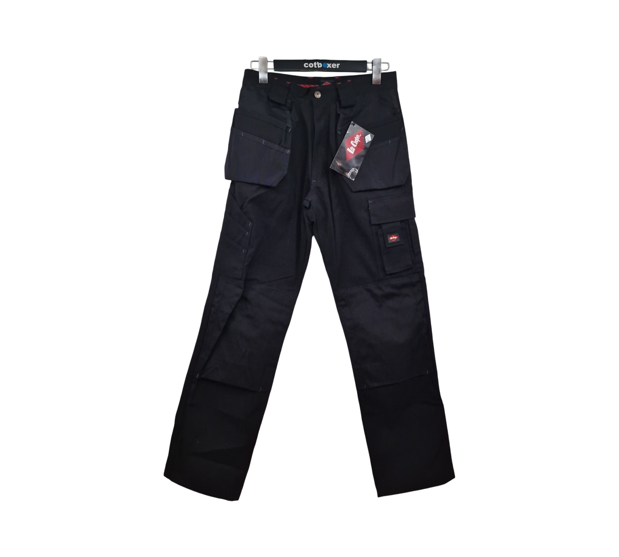 Lee Cooper LCPNT216 Arbeitshose Herren Cargo Mehrfach-Taschen Kniepolstertaschen Schwarz 30W/33L