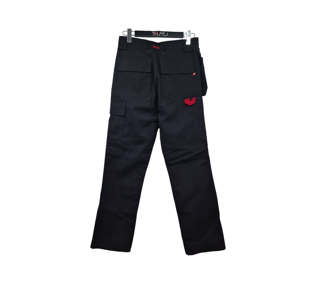 Lee Cooper LCPNT216 Arbeitshose Herren Cargo Mehrfach-Taschen Kniepolstertaschen Schwarz 30W/33L