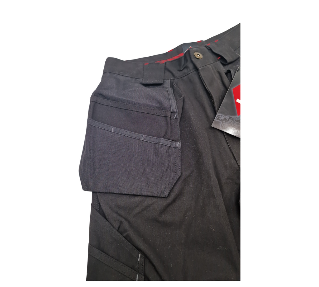 Lee Cooper LCPNT216 Arbeitshose Herren Cargo Mehrfach-Taschen Kniepolstertaschen Schwarz 30W/33L
