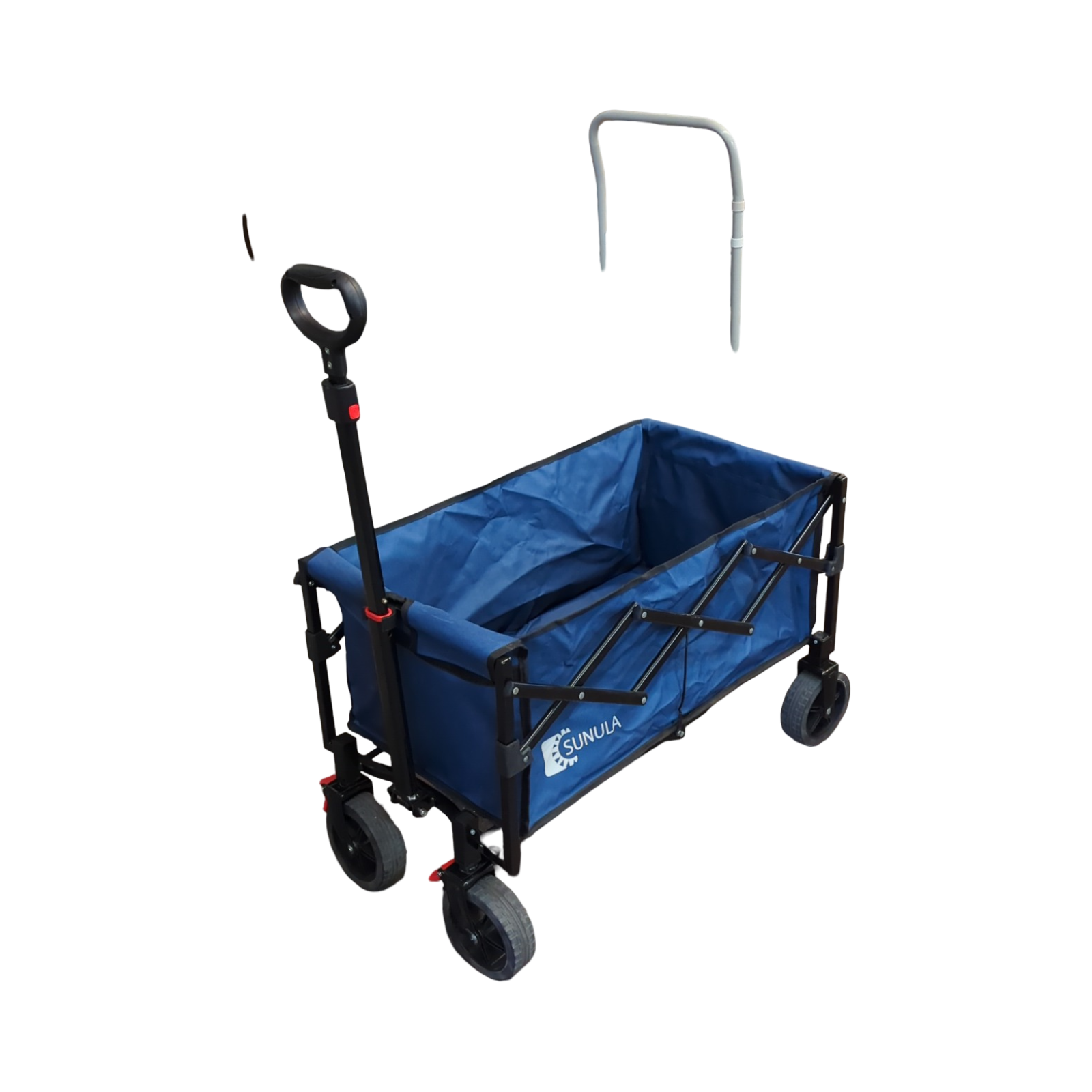SUNULA Klappbarer Bollerwagen 80L 100kg leicht Offroad mit Bremsen Blau