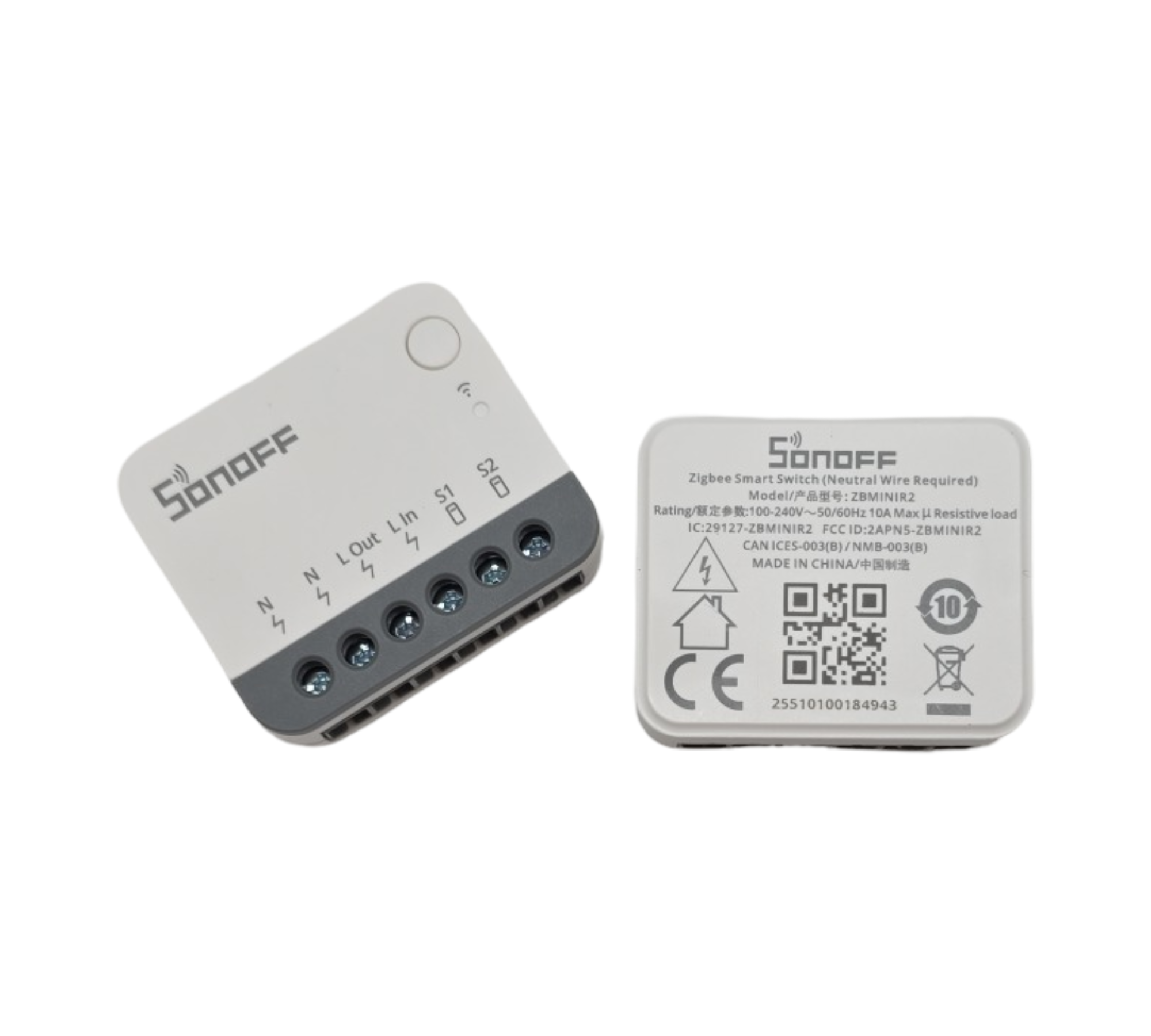 SONOFF ZBMINIR2 Zigbee 3.0 Mini Smart Switch 2er Pack 2-Wege Schalter 10A 2200W Neutralleiter erforderlich kompatibel mit Alexa