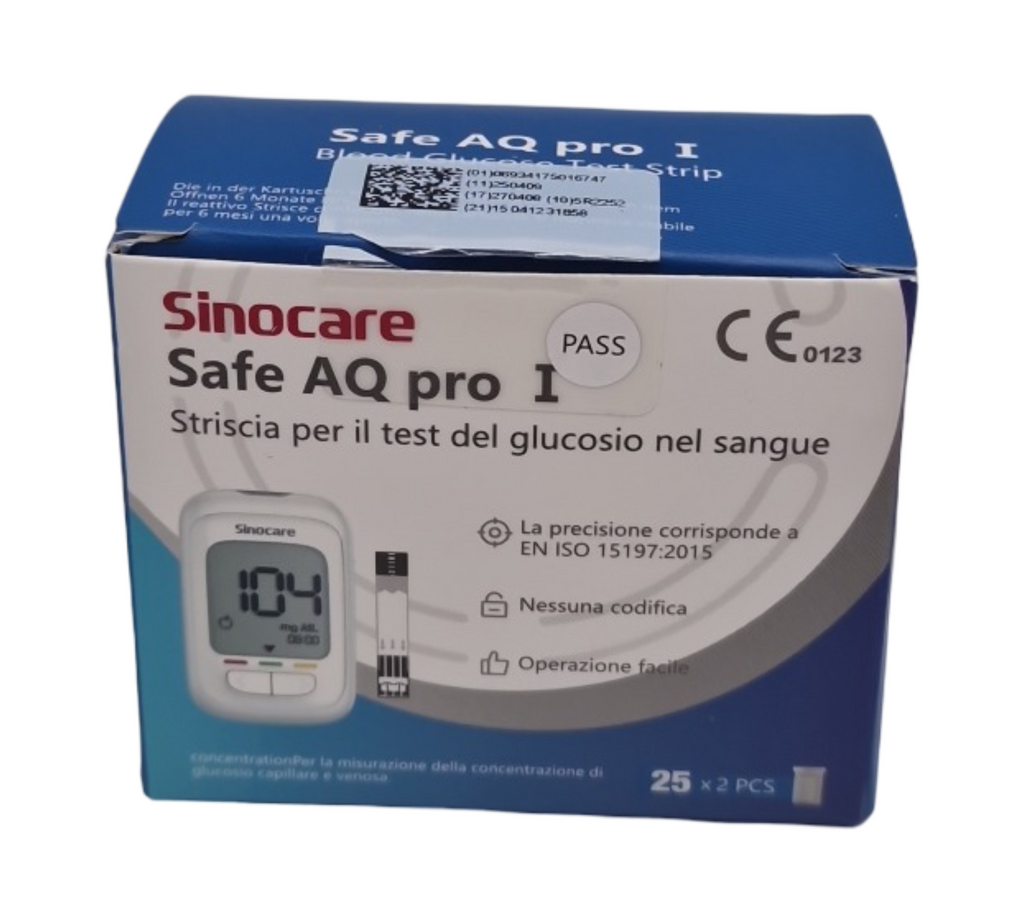Sinocare Safe AQ Pro I Blutzuckermessgerät mit 50 Teststreifen und 50 Lanzetten für Erwachsene