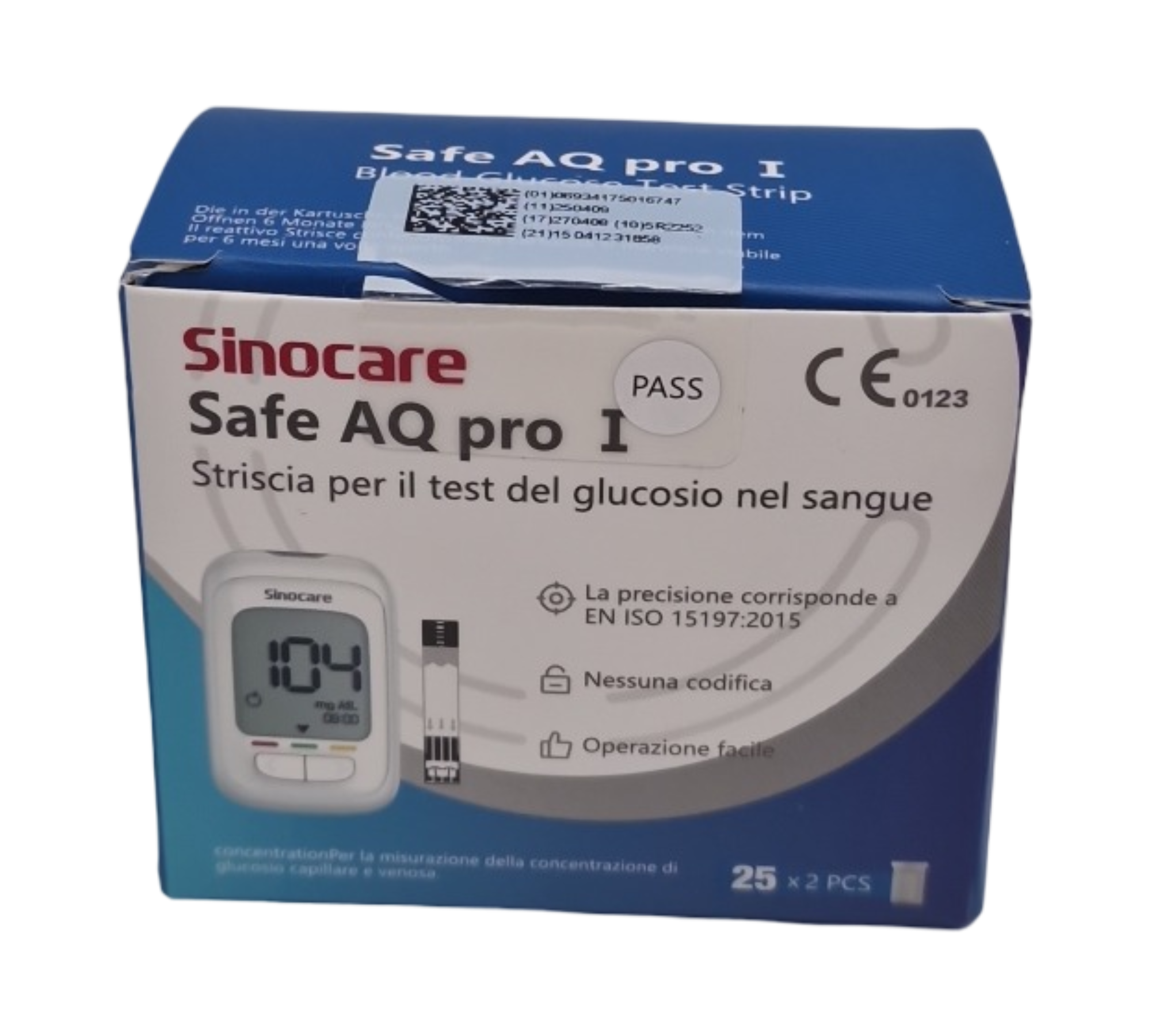 Sinocare Safe AQ Pro I Blutzuckermessgerät mit 50 Teststreifen und 50 Lanzetten für Erwachsene