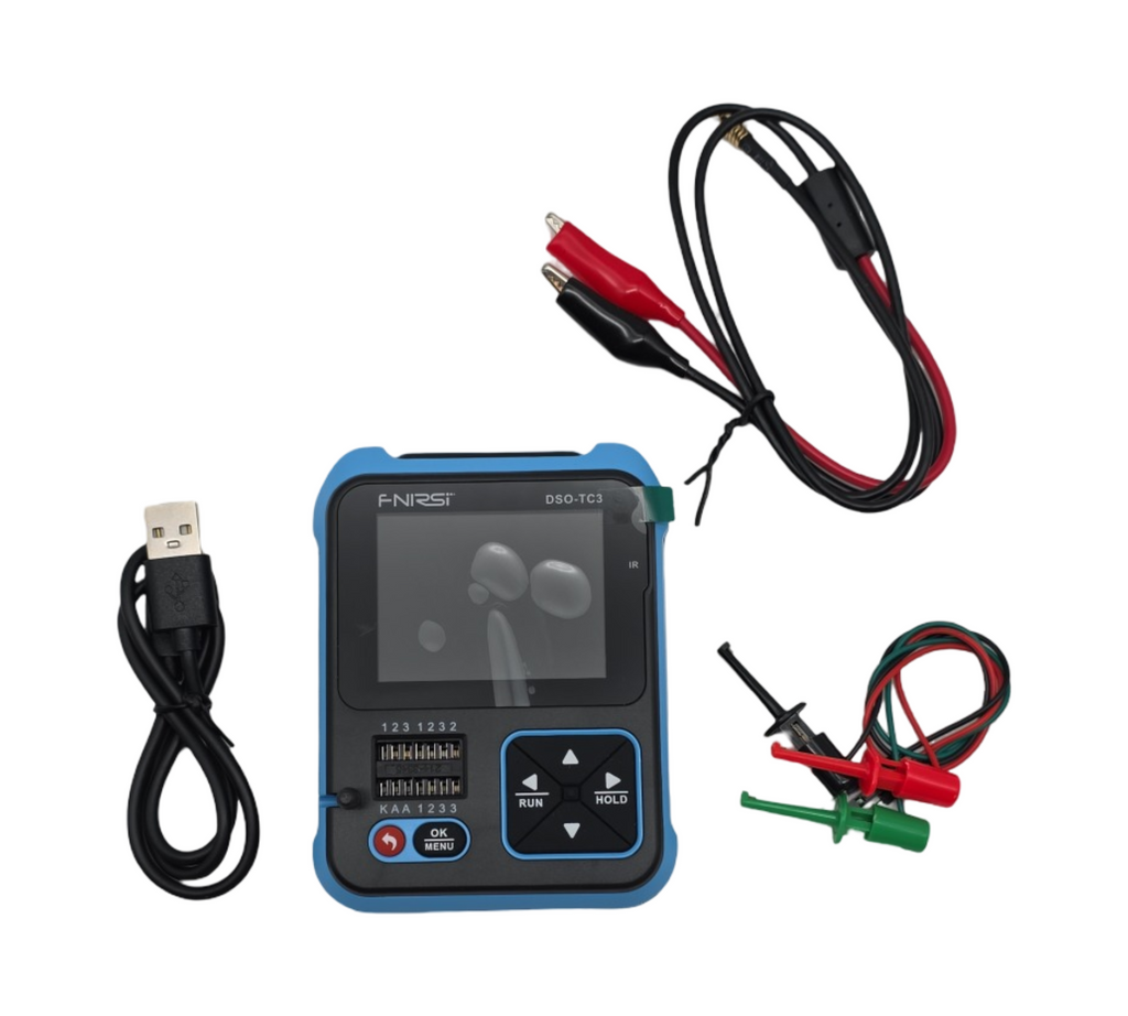 Digitales Handoszilloskop 3 in 1 Oszilloskop 500kHz Bandbreite USB wiederaufladbar Transistortester 2,4 Zoll Farbdisplay