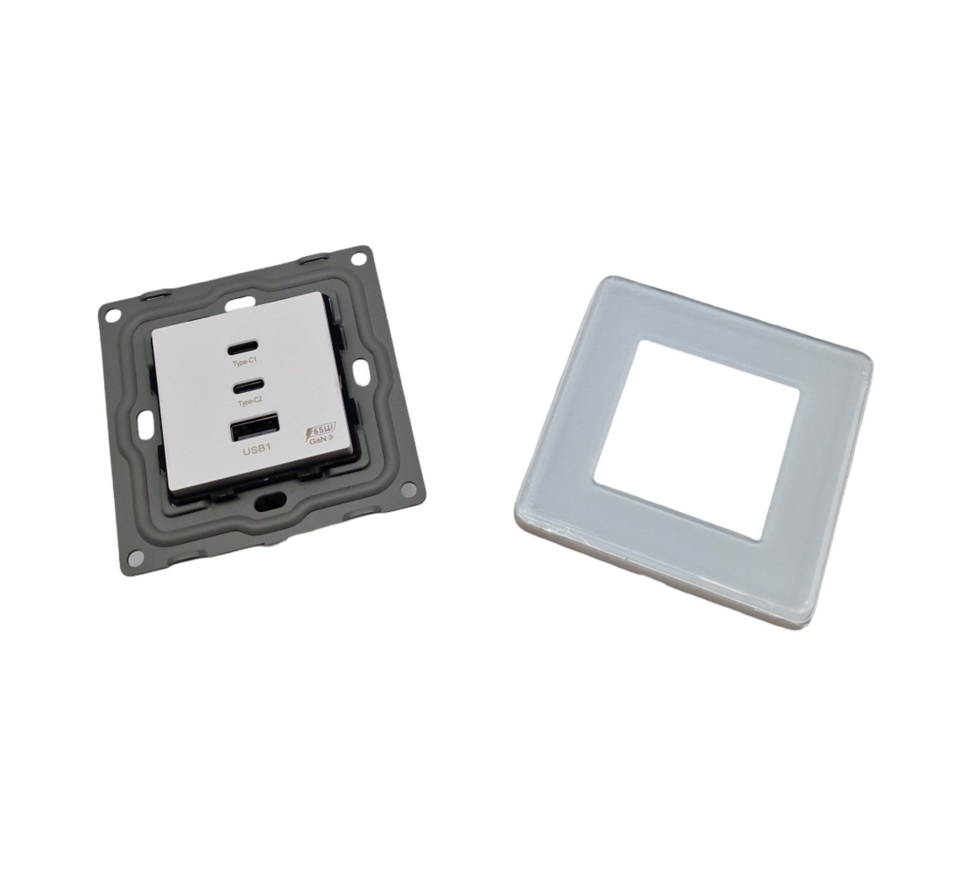 TAWOIA Schuko Steckdose Unterputz 65W Type C USB Schnellladefunktion 2,5D Curved Glas für Mobiltelefone Tablets Laptops