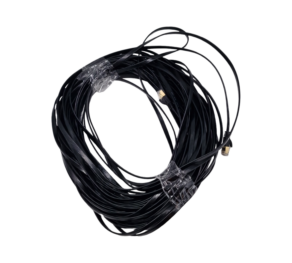 Cat 7 Netzwerkkabel 50m S/FTP Hochgeschwindigkeit 10Gbit/s 600MHz flach Outdoor Indoor mit 50 Clips