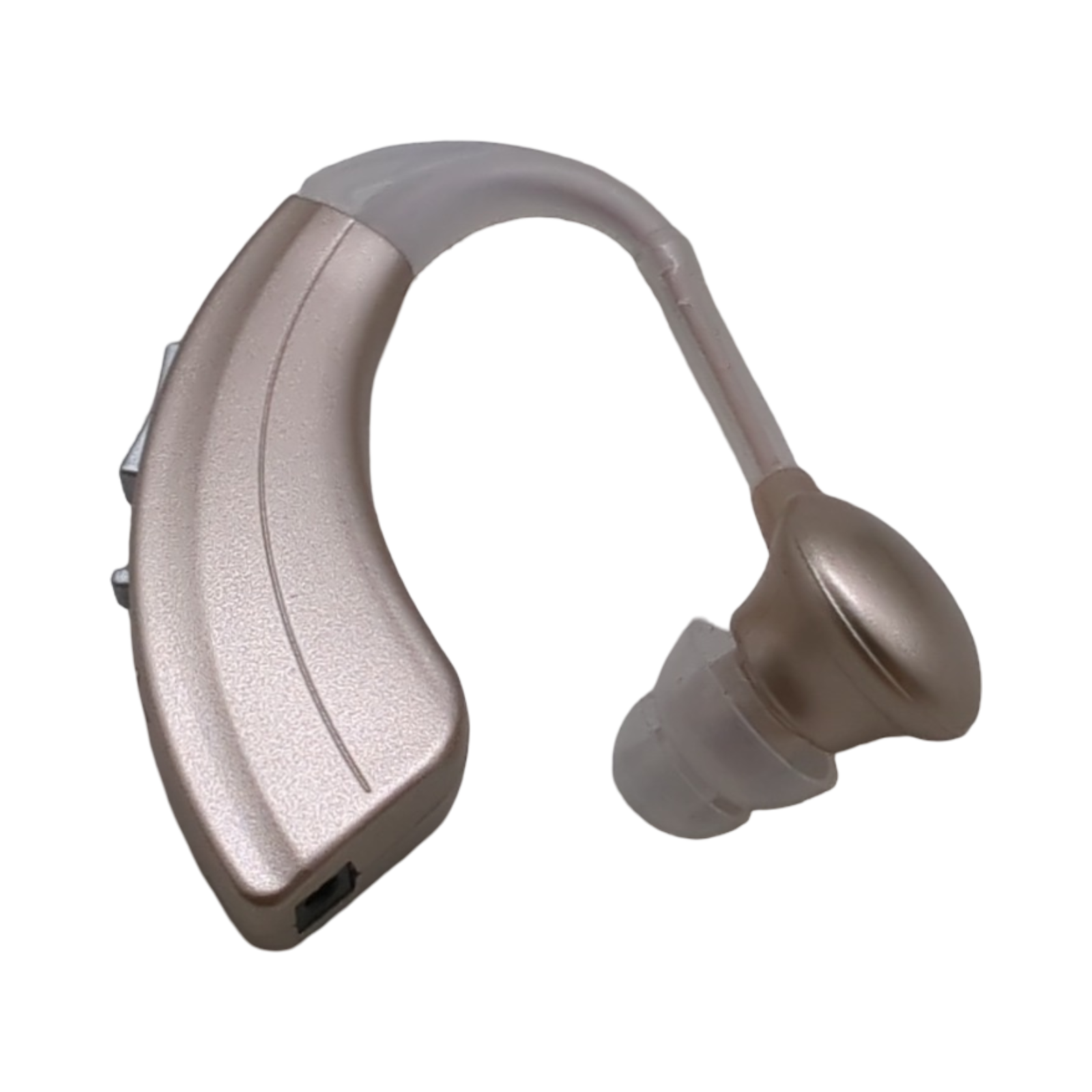 HIBRIQ Wiederaufladbare Soundgerät für Senioren mit Geräuschunterdrückung & einstellbarer Lautstärke, BTE-Komfortdesign (1, Champagne Gold)