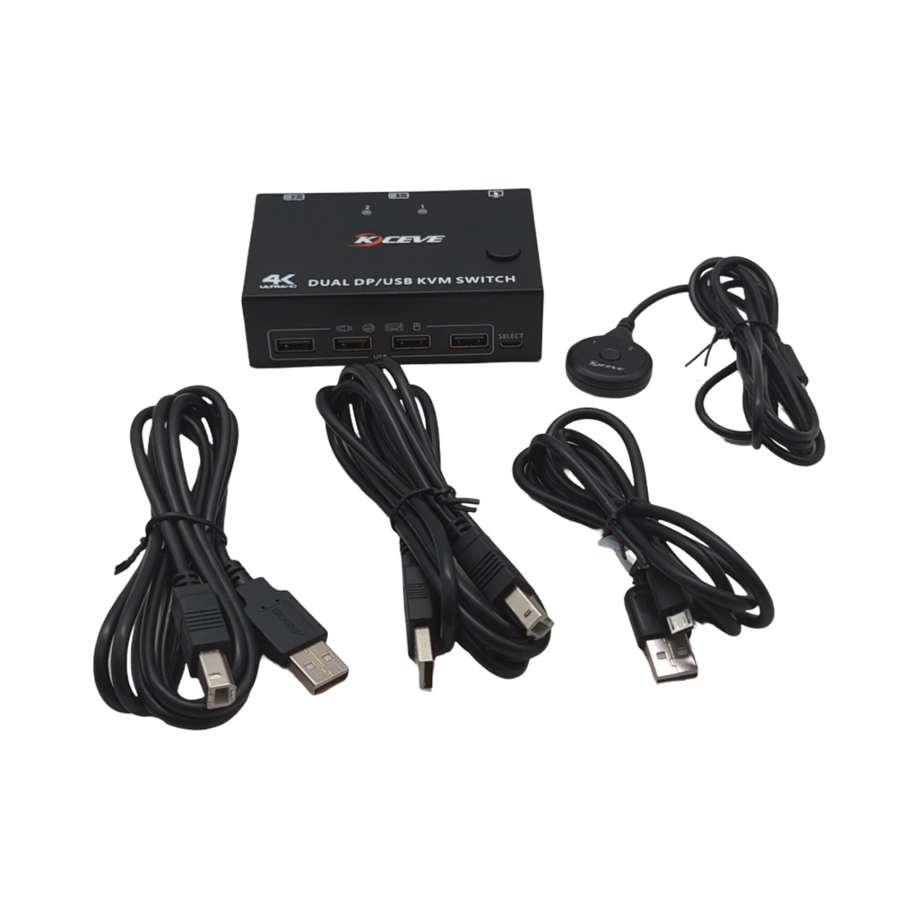 KVM Switch 2 PC 2 Monitore DisplayPort 1.4 Dual Monitor 4K 144Hz 4 USB Geräte